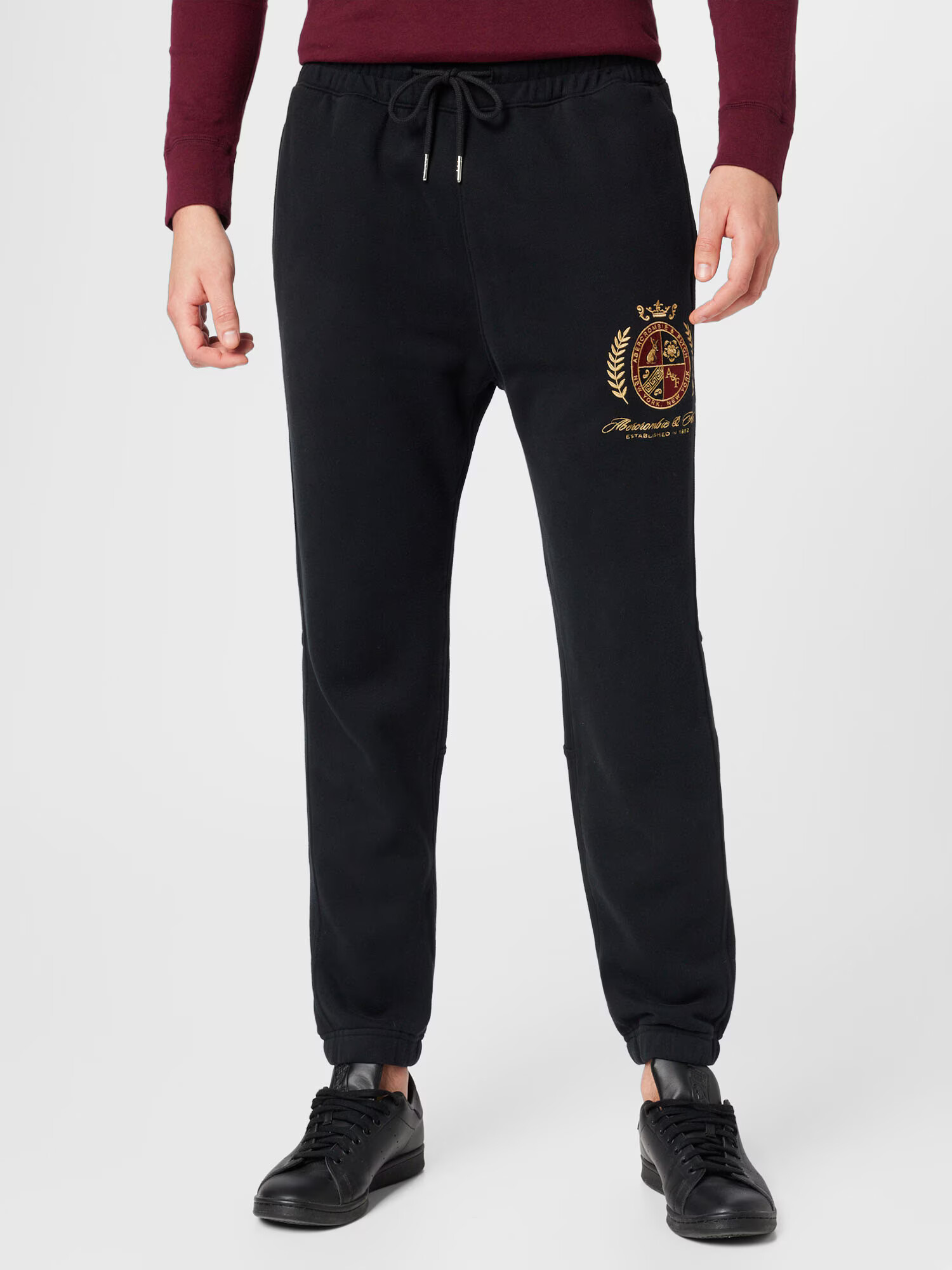 Abercrombie & Fitch Pantaloni auriu / roșu carmin / negru - Pled.ro