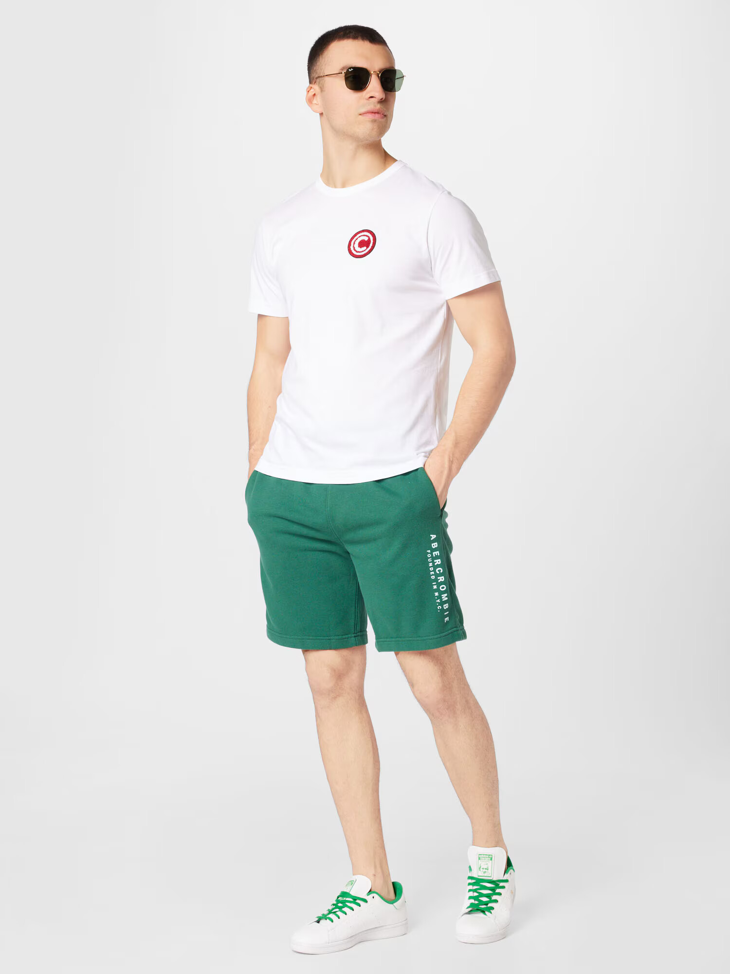 Abercrombie & Fitch Pantaloni verde / alb - Pled.ro