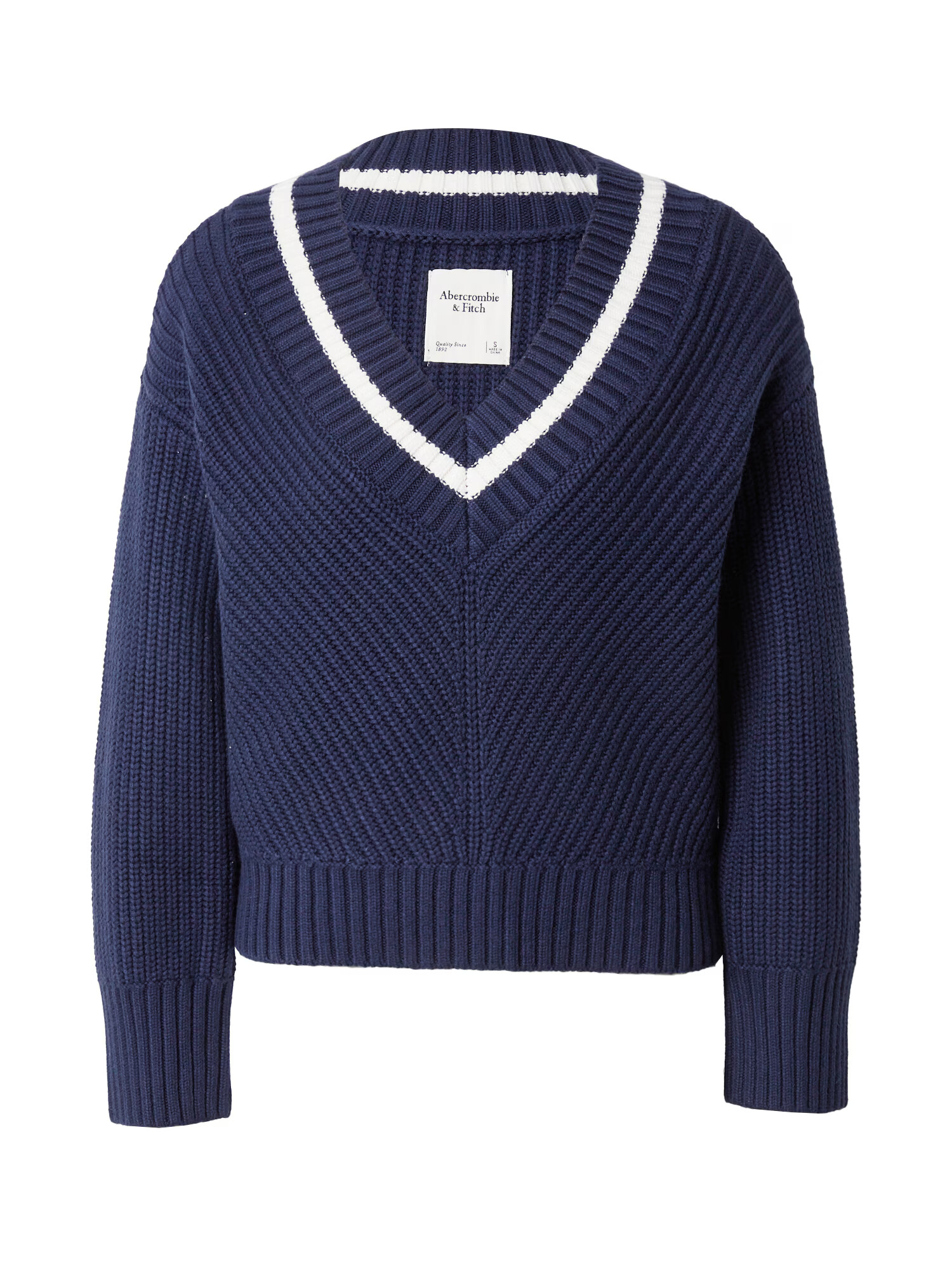 Abercrombie & Fitch Pulover bleumarin / alb - Pled.ro