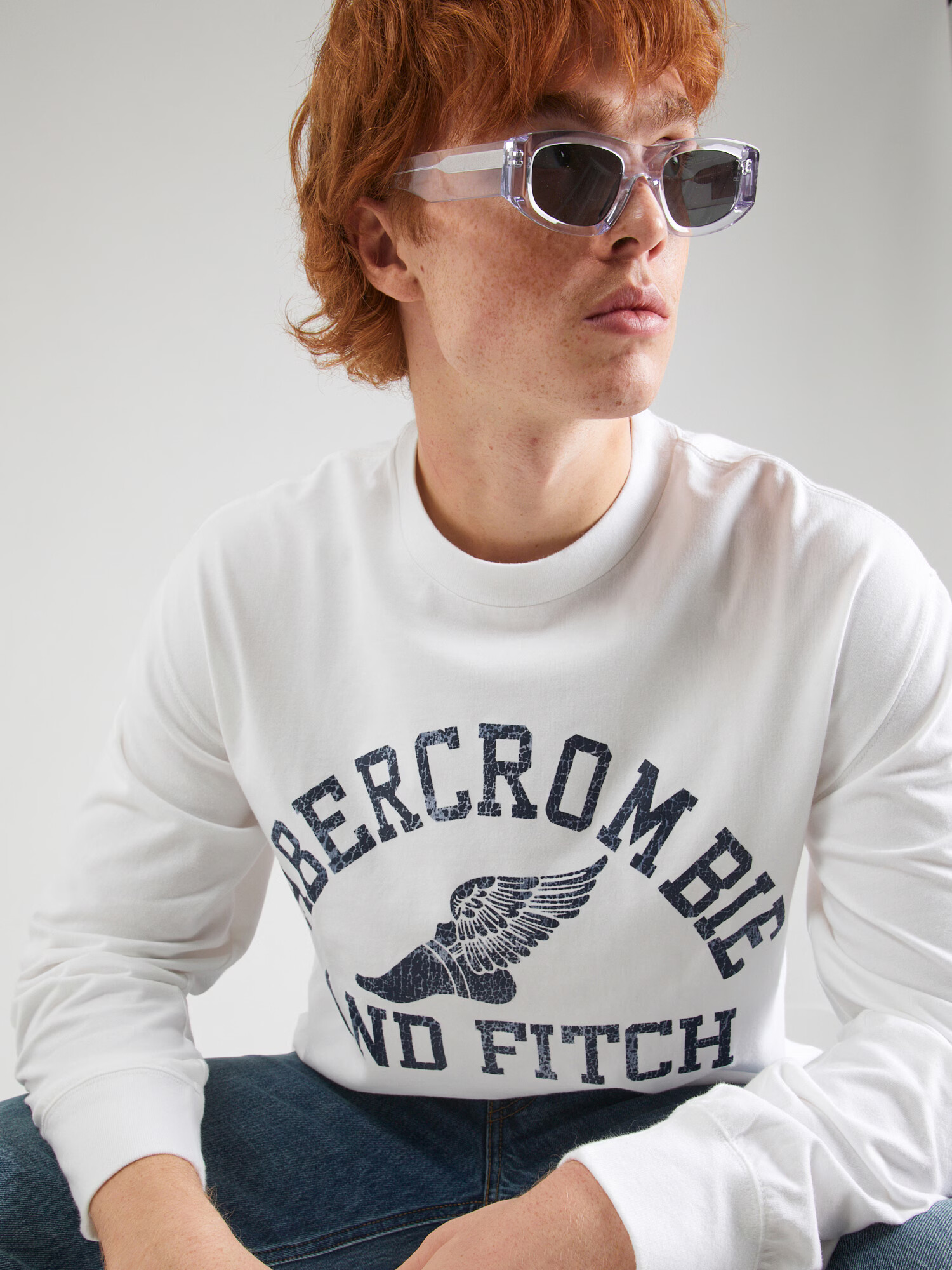 Abercrombie & Fitch Tricou albastru marin / alb - Pled.ro