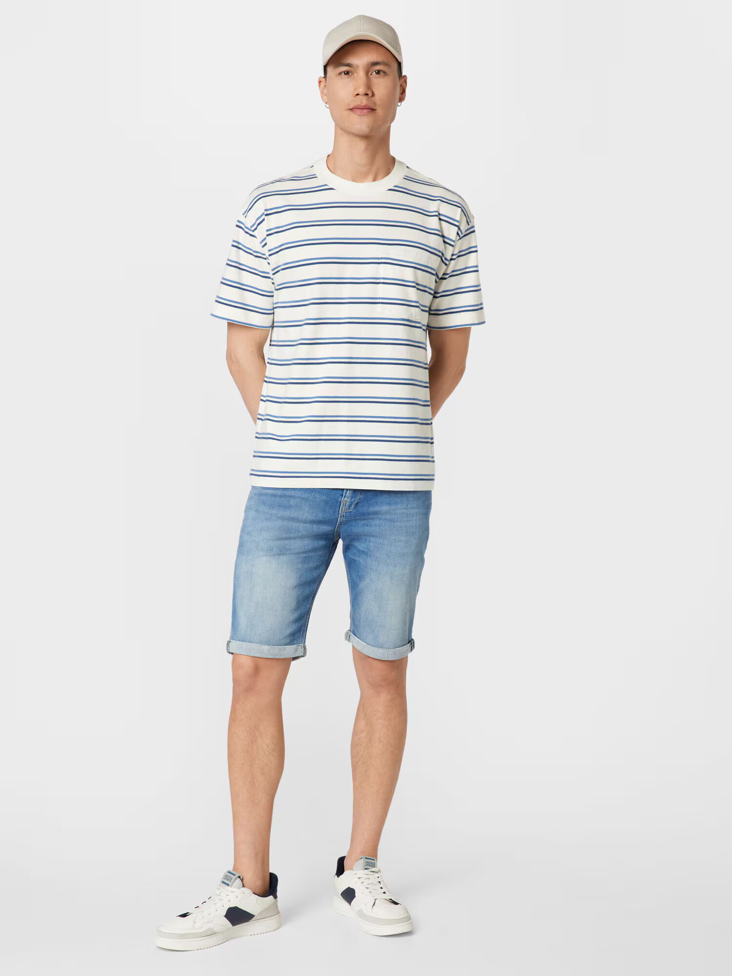 Abercrombie & Fitch Tricou albastru marin / albastru deschis / alb - Pled.ro