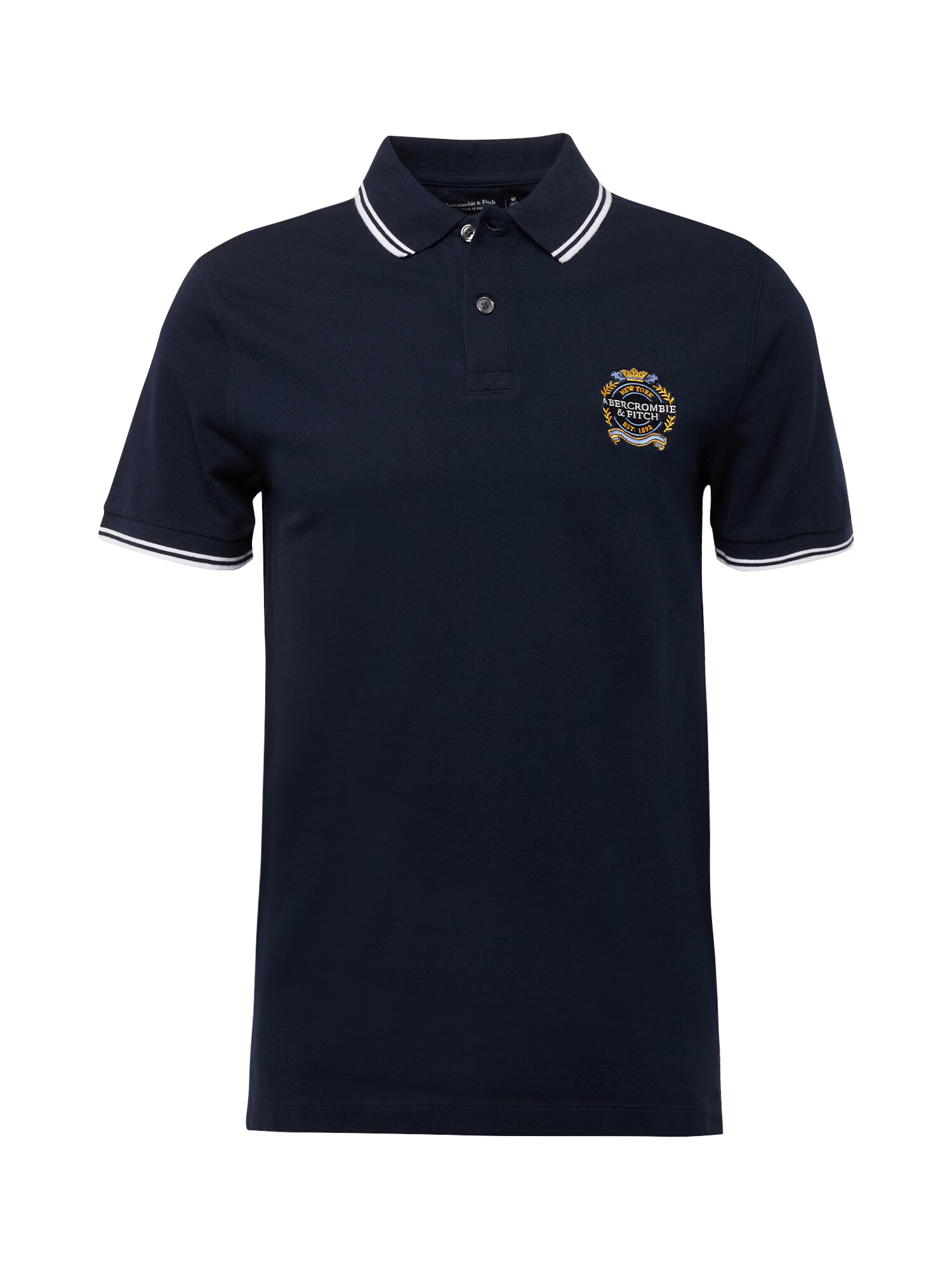 Abercrombie & Fitch Tricou bleumarin / albastru deschis / galben / alb - Pled.ro