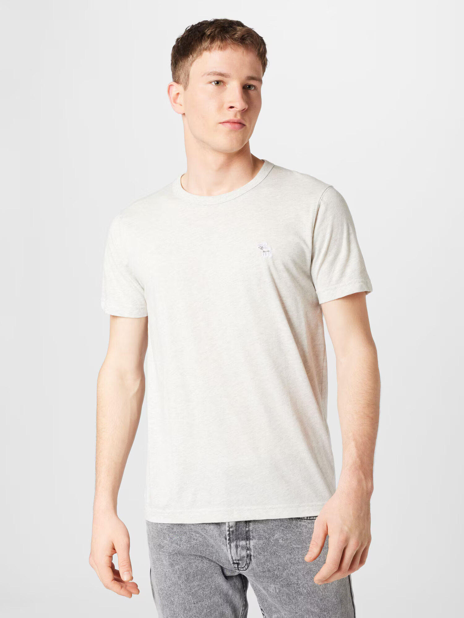 Abercrombie & Fitch Tricou gri / alb amestacat - Pled.ro