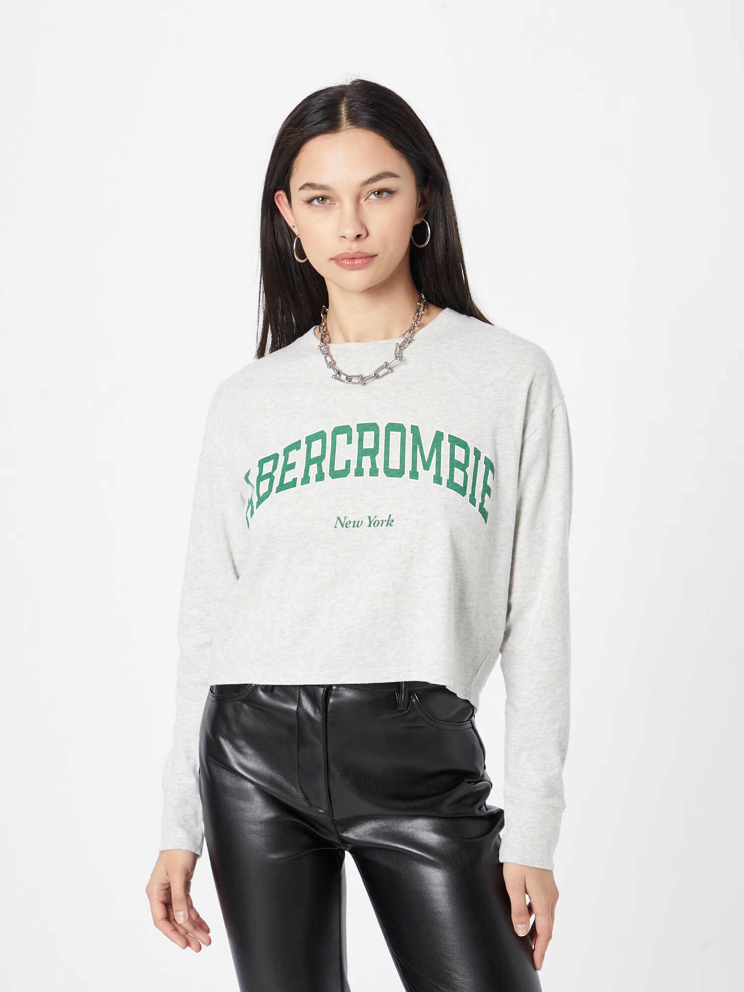 Abercrombie & Fitch Tricou gri amestecat / verde / alb - Pled.ro