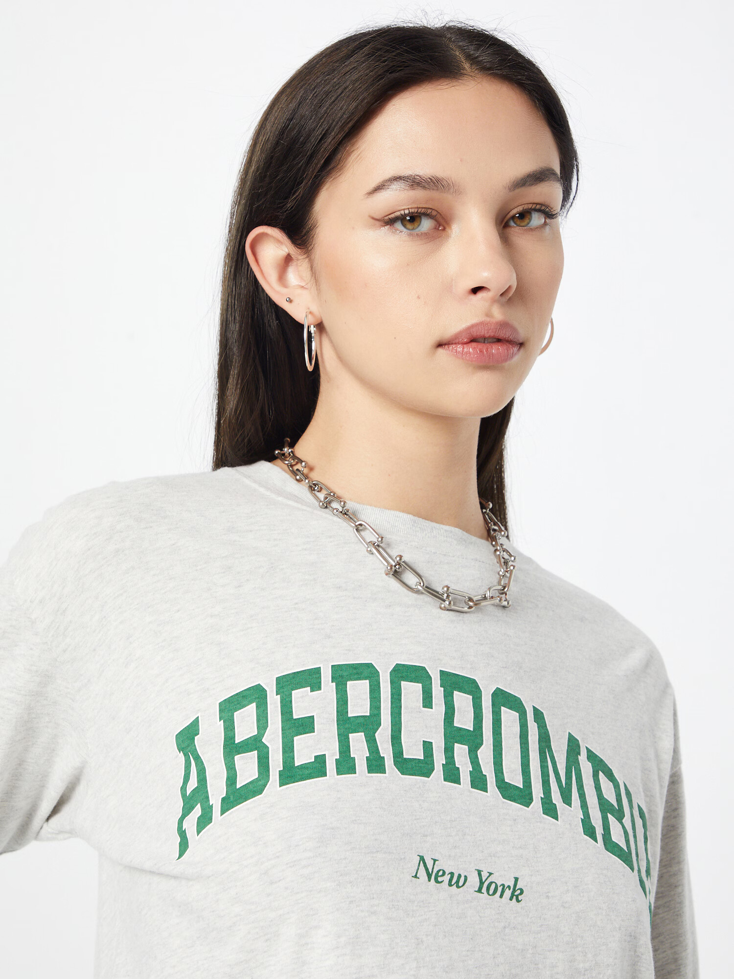 Abercrombie & Fitch Tricou gri amestecat / verde / alb - Pled.ro