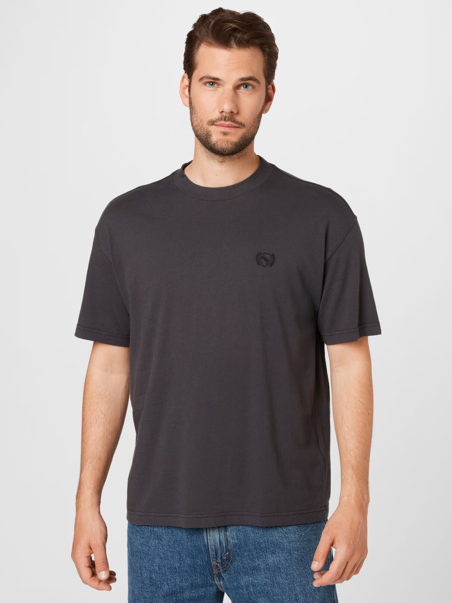 Abercrombie & Fitch Tricou gri închis / negru - Pled.ro