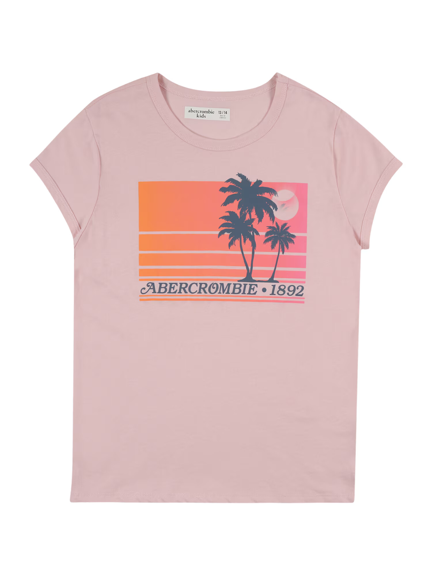 Abercrombie & Fitch Tricou 'MAY' bleumarin / portocaliu neon / roz neon / roz deschis / alb - Pled.ro