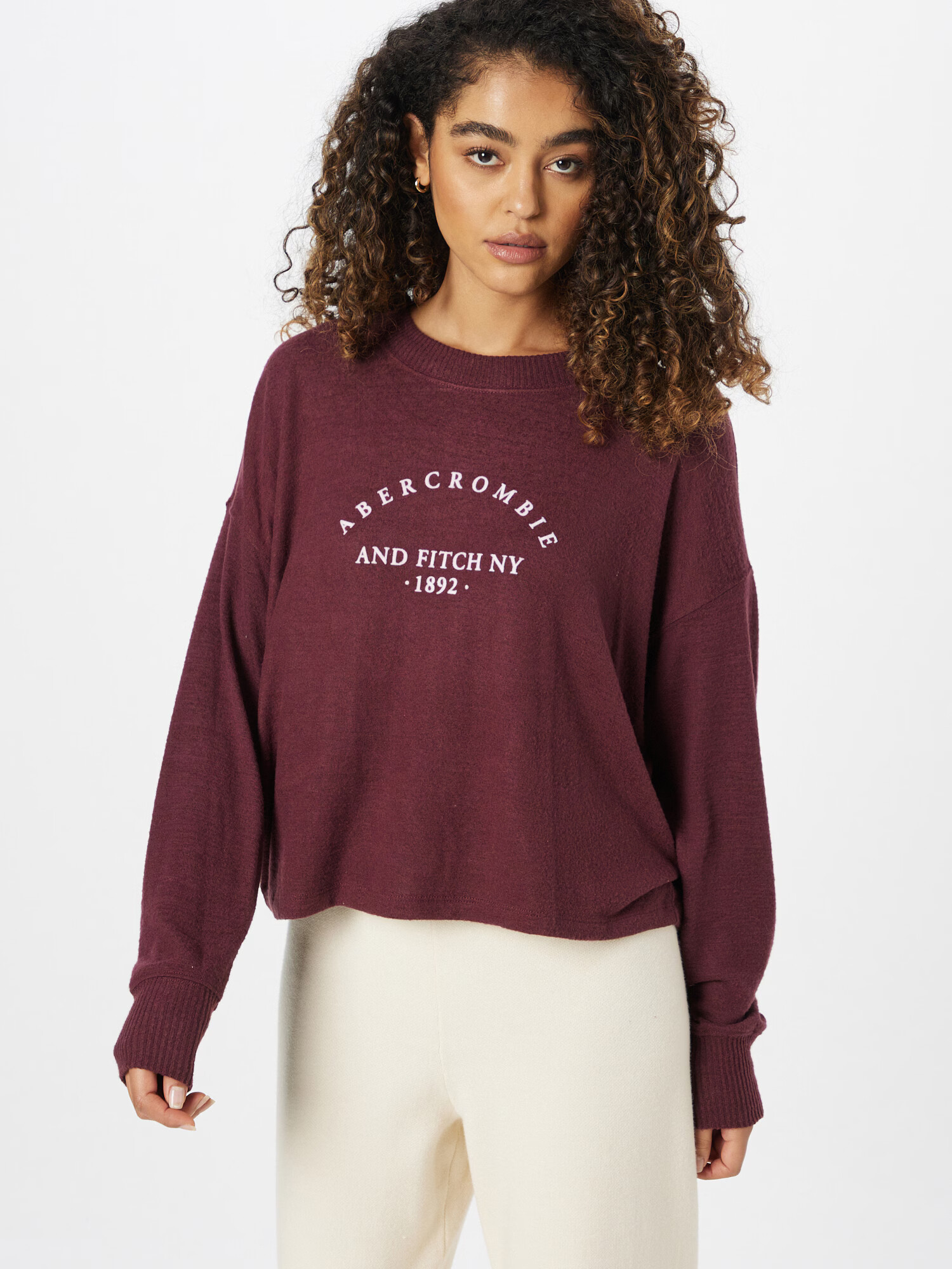 Abercrombie & Fitch Tricou roșu burgundy / alb - Pled.ro