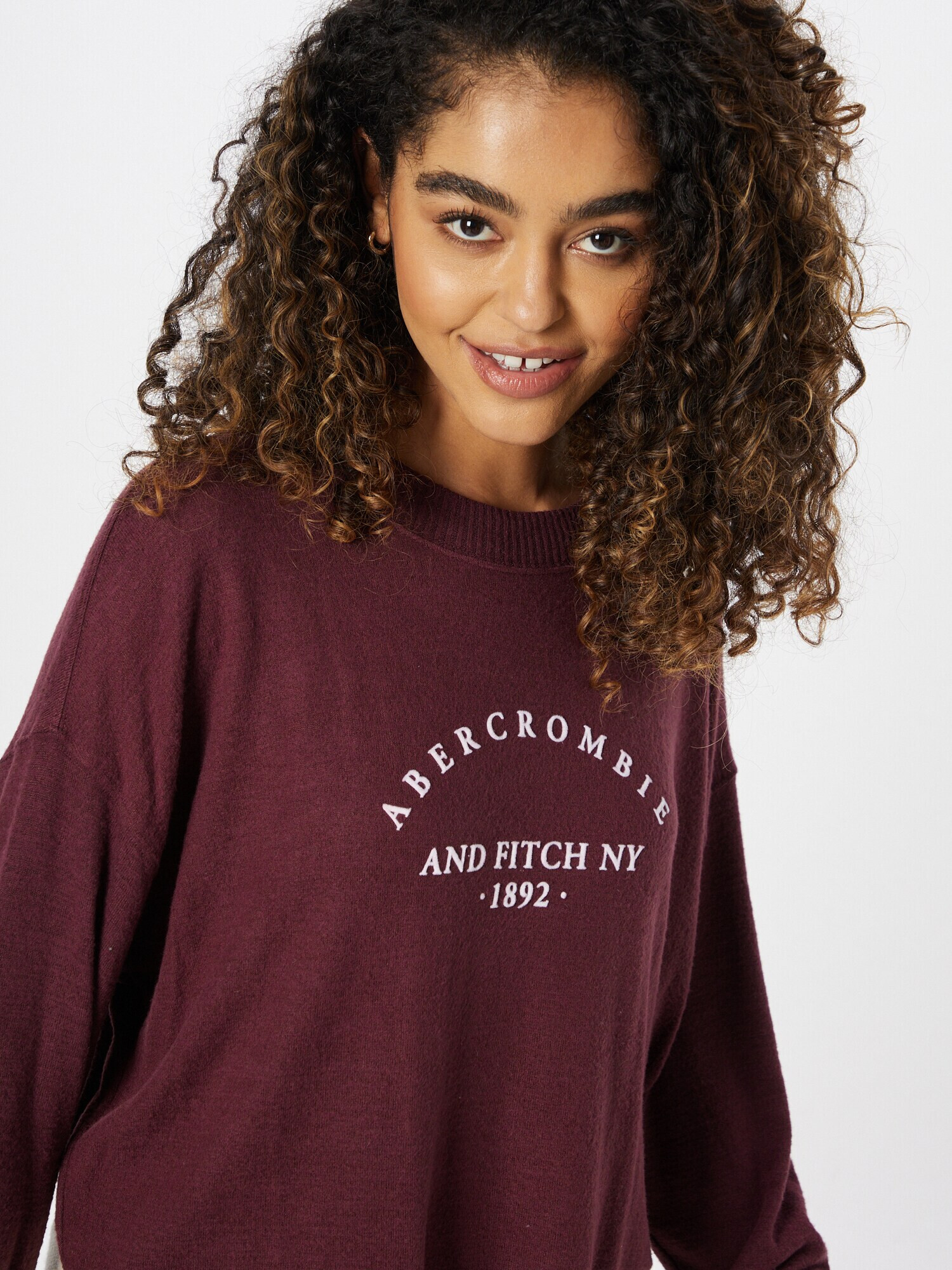 Abercrombie & Fitch Tricou roșu burgundy / alb - Pled.ro