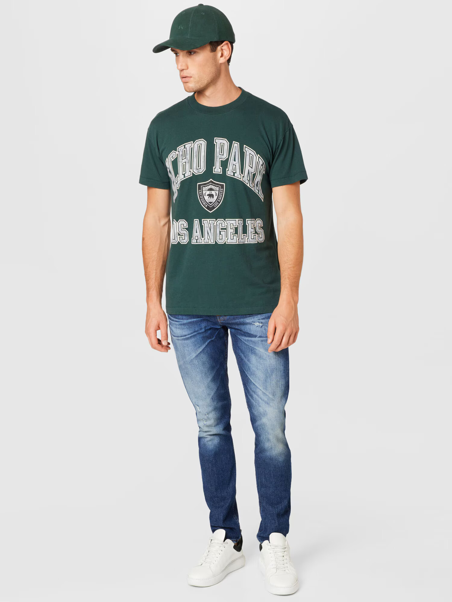 Abercrombie & Fitch Tricou verde smarald / negru / alb - Pled.ro