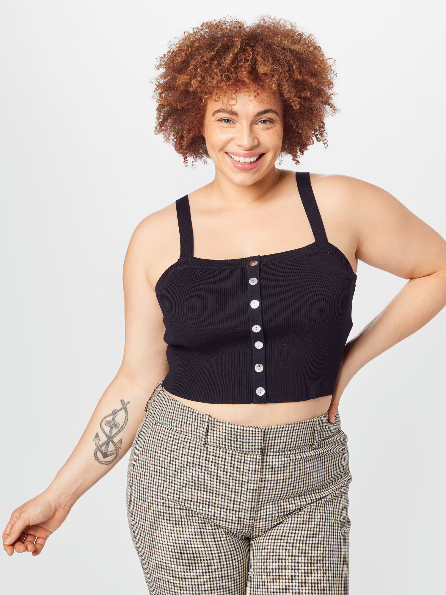 ABOUT YOU Curvy Top brodat 'Luana' negru - Pled.ro