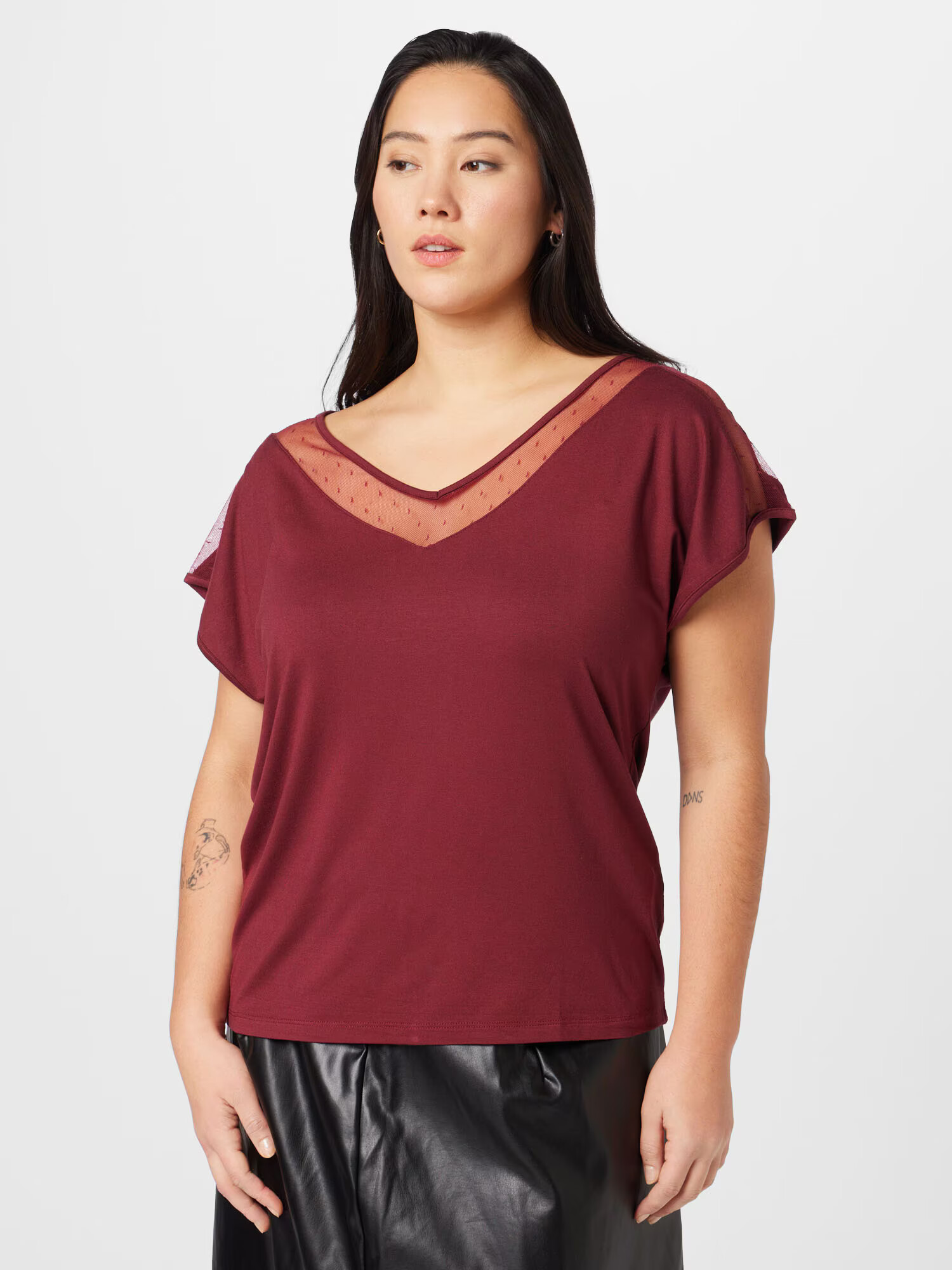 ABOUT YOU Curvy Tricou 'Bettina' roșu bordeaux - Pled.ro