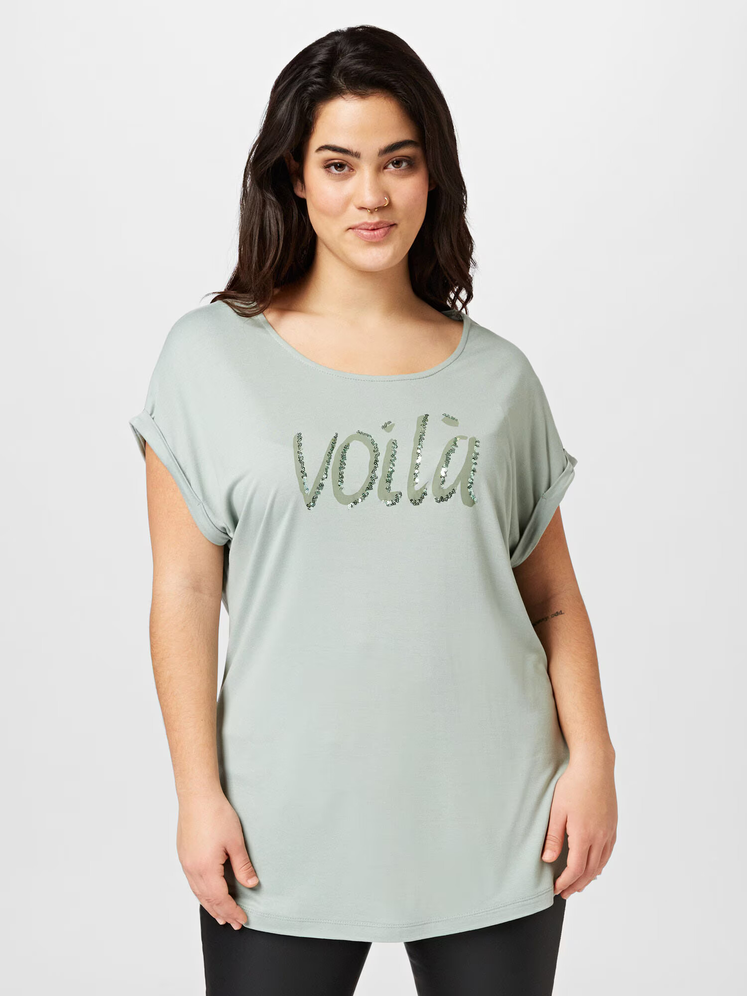 ABOUT YOU Curvy Tricou 'Justine' verde mentă - Pled.ro