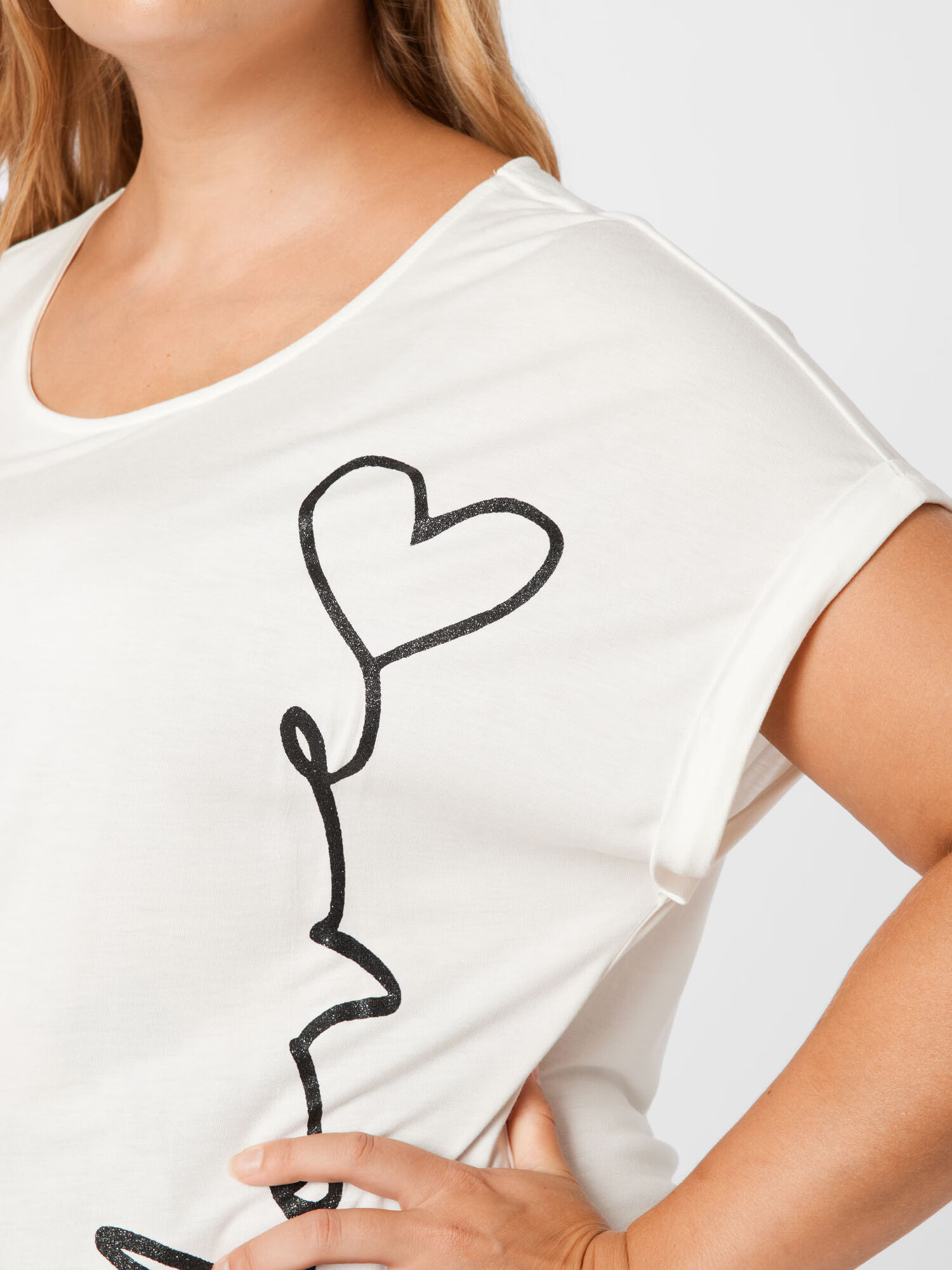 ABOUT YOU Curvy Tricou 'Maja' negru / alb - Pled.ro