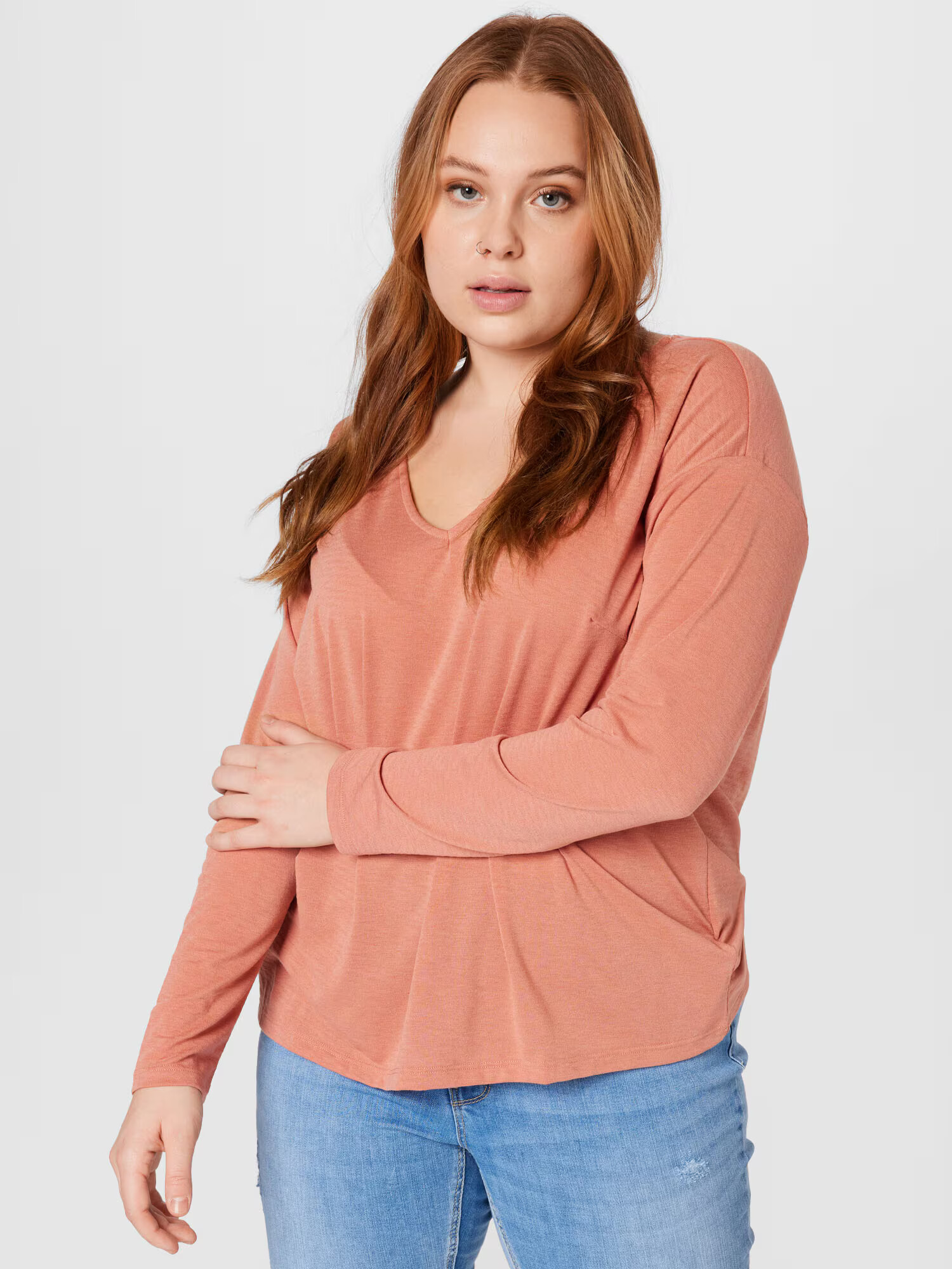 ABOUT YOU Curvy Tricou 'Piper' portocaliu pastel - Pled.ro