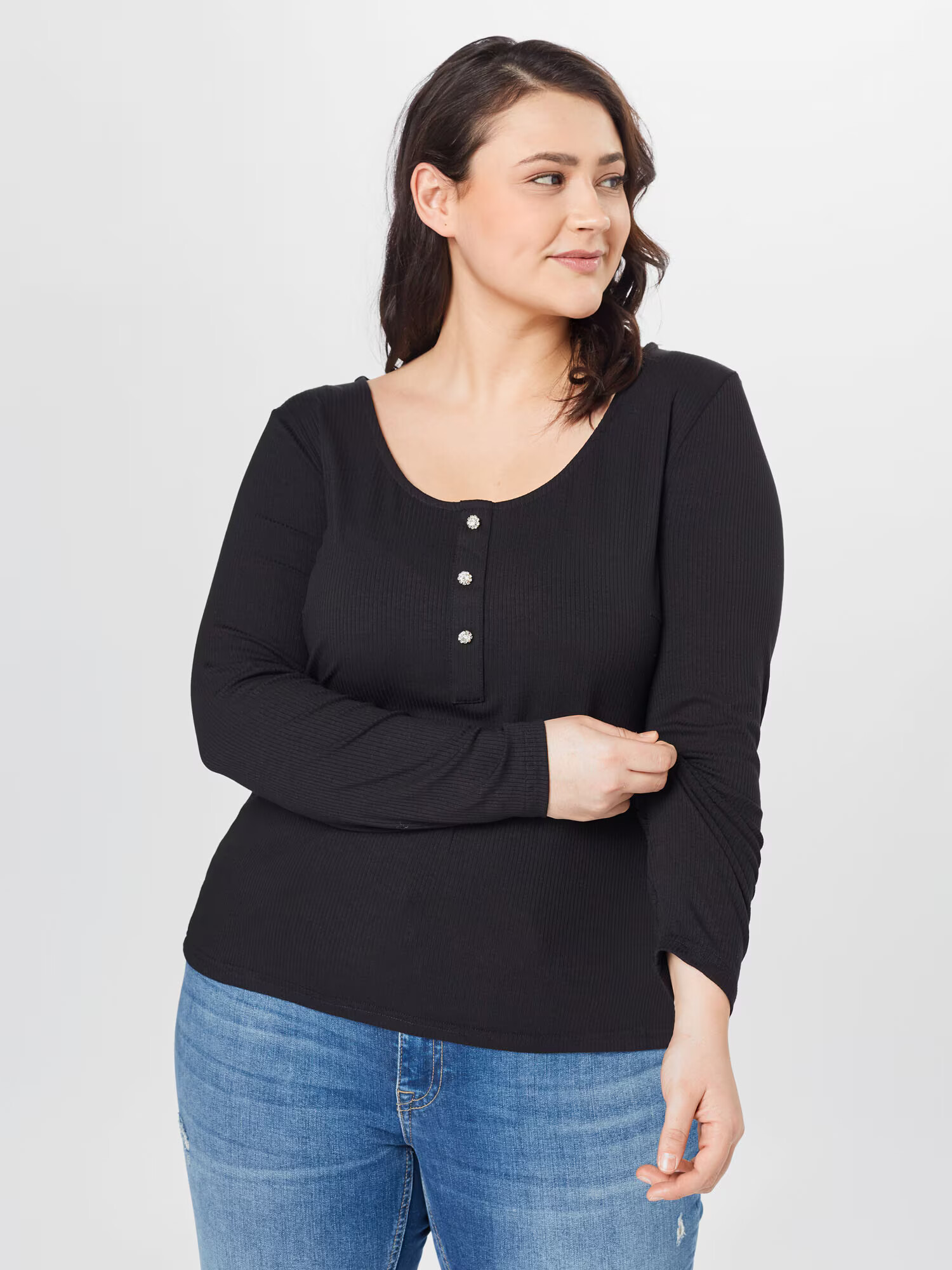 ABOUT YOU Curvy Tricou 'Rosa' negru - Pled.ro