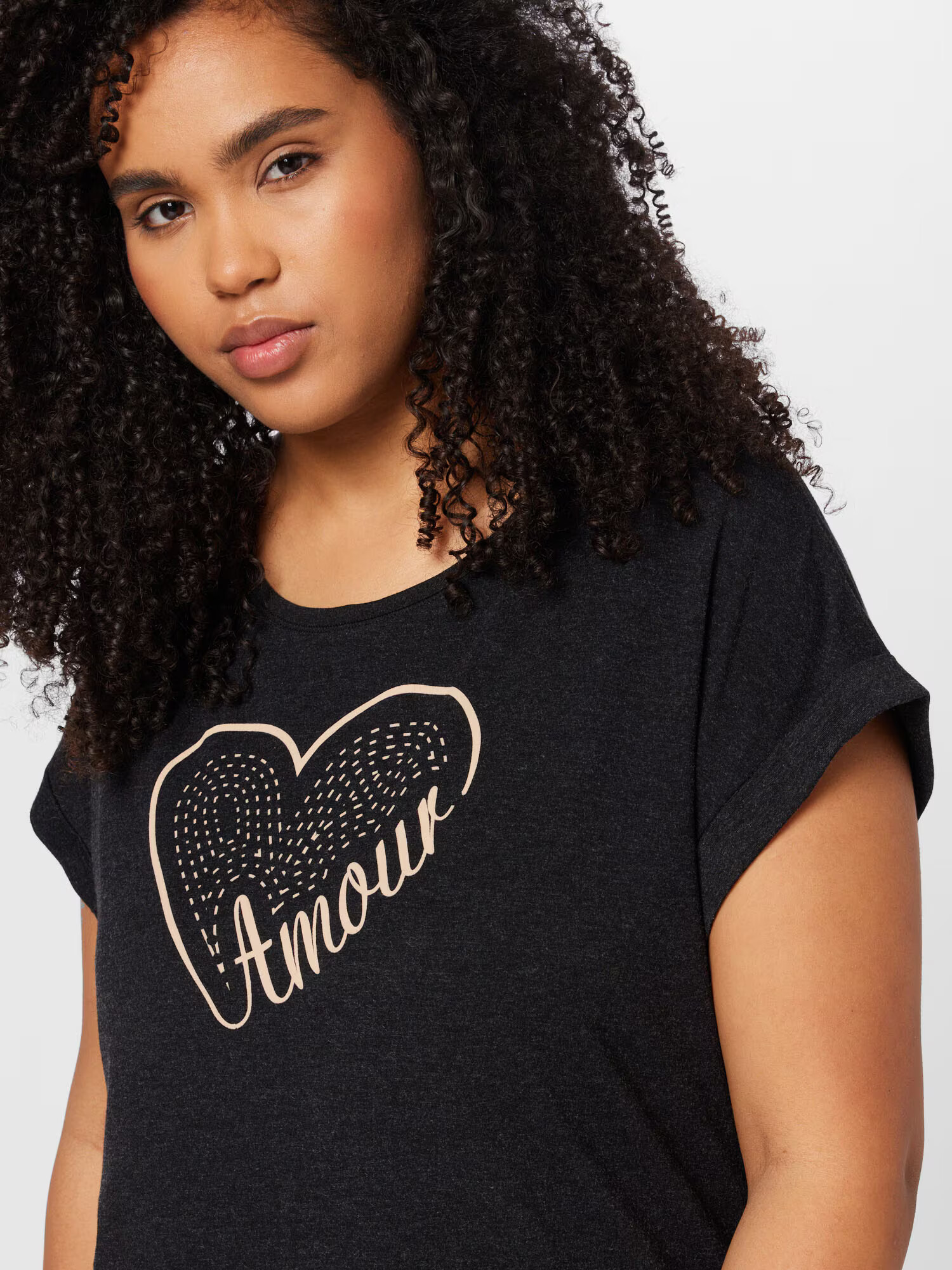 ABOUT YOU Curvy Tricou 'Sharon' bej / gri metalic - Pled.ro