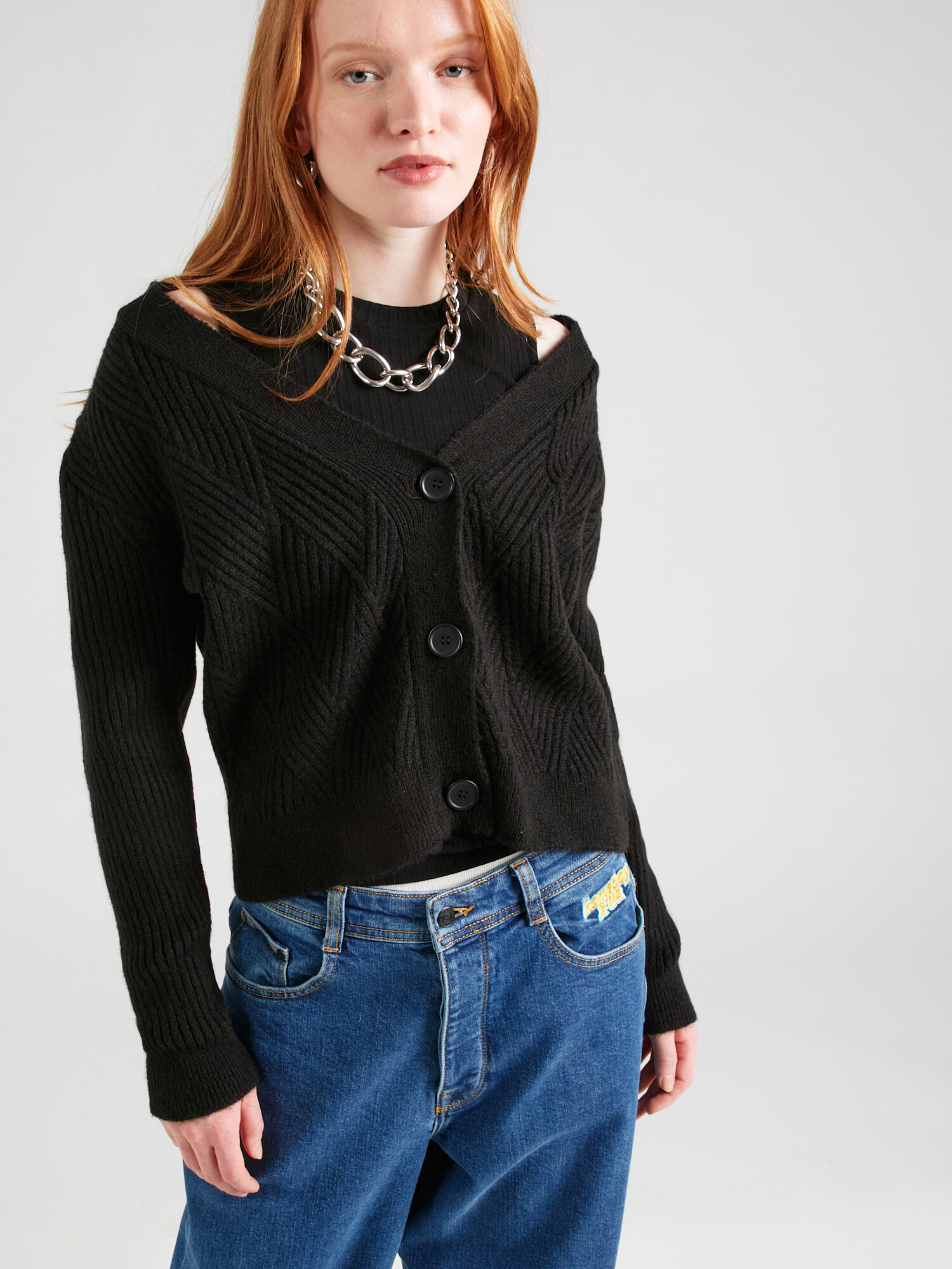 ABOUT YOU Geacă tricotată 'Elisabeth Cardigan' negru - Pled.ro