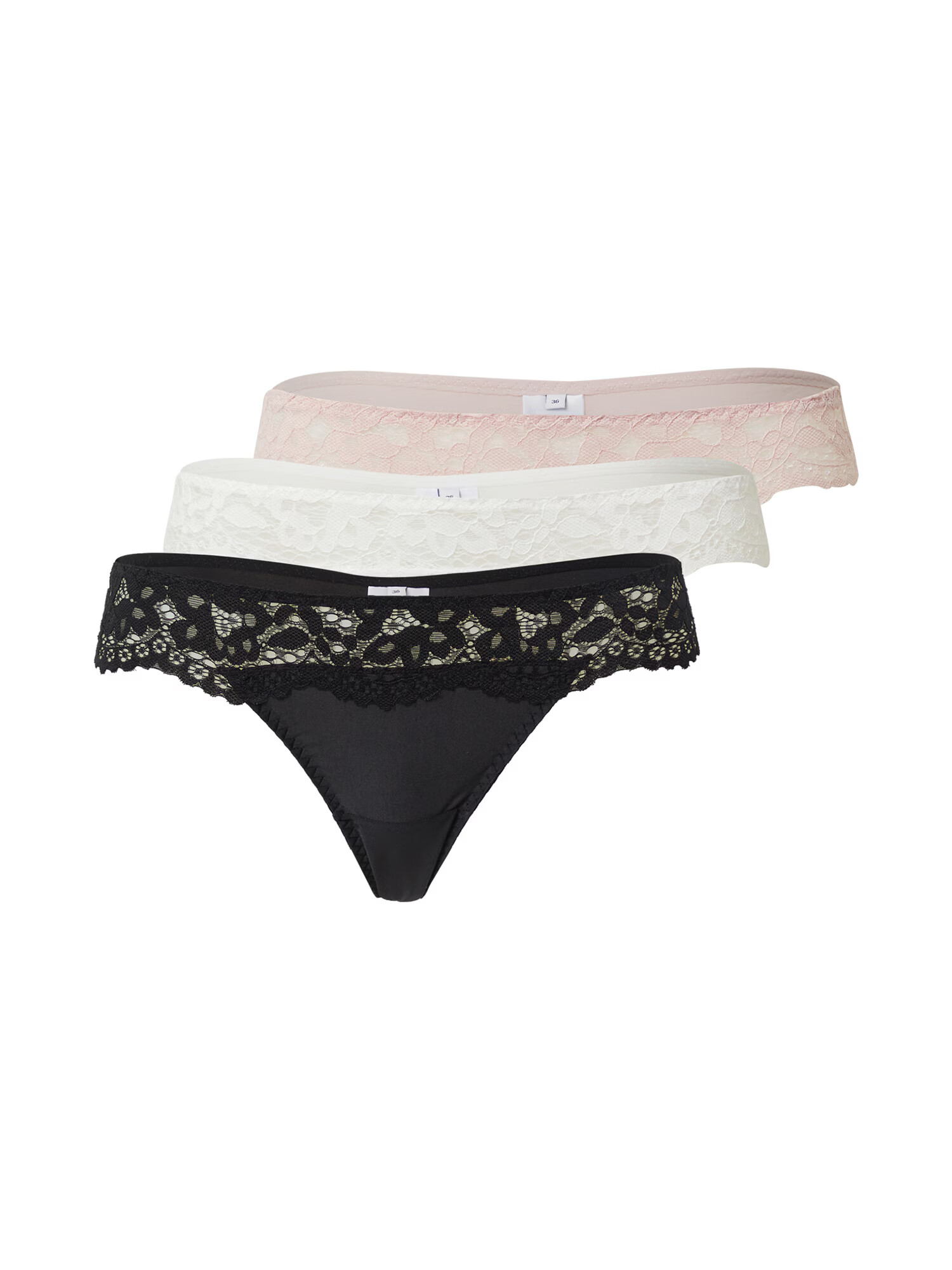 ABOUT YOU Tanga '3er Pack Silvia' roz / negru / alb - Pled.ro