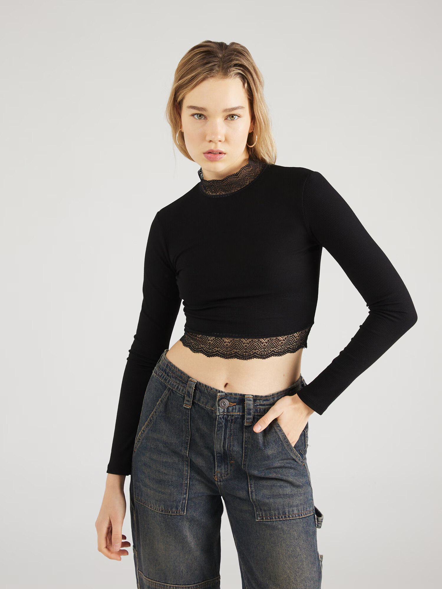 ABOUT YOU Tricou 'Danai Longsleeve' negru - Pled.ro