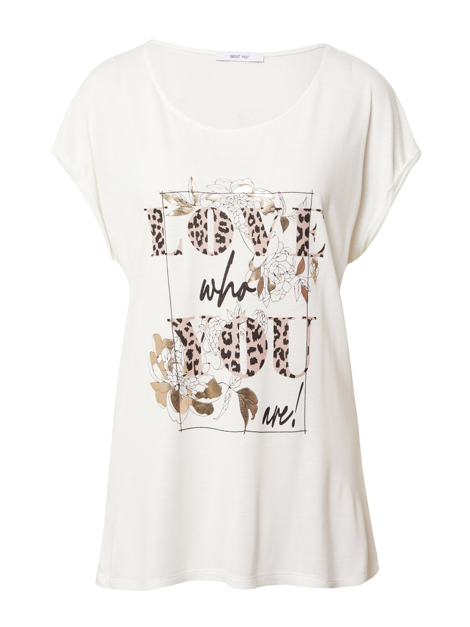 ABOUT YOU Tricou 'Elna' maro deschis / roz pal / negru / alb - Pled.ro