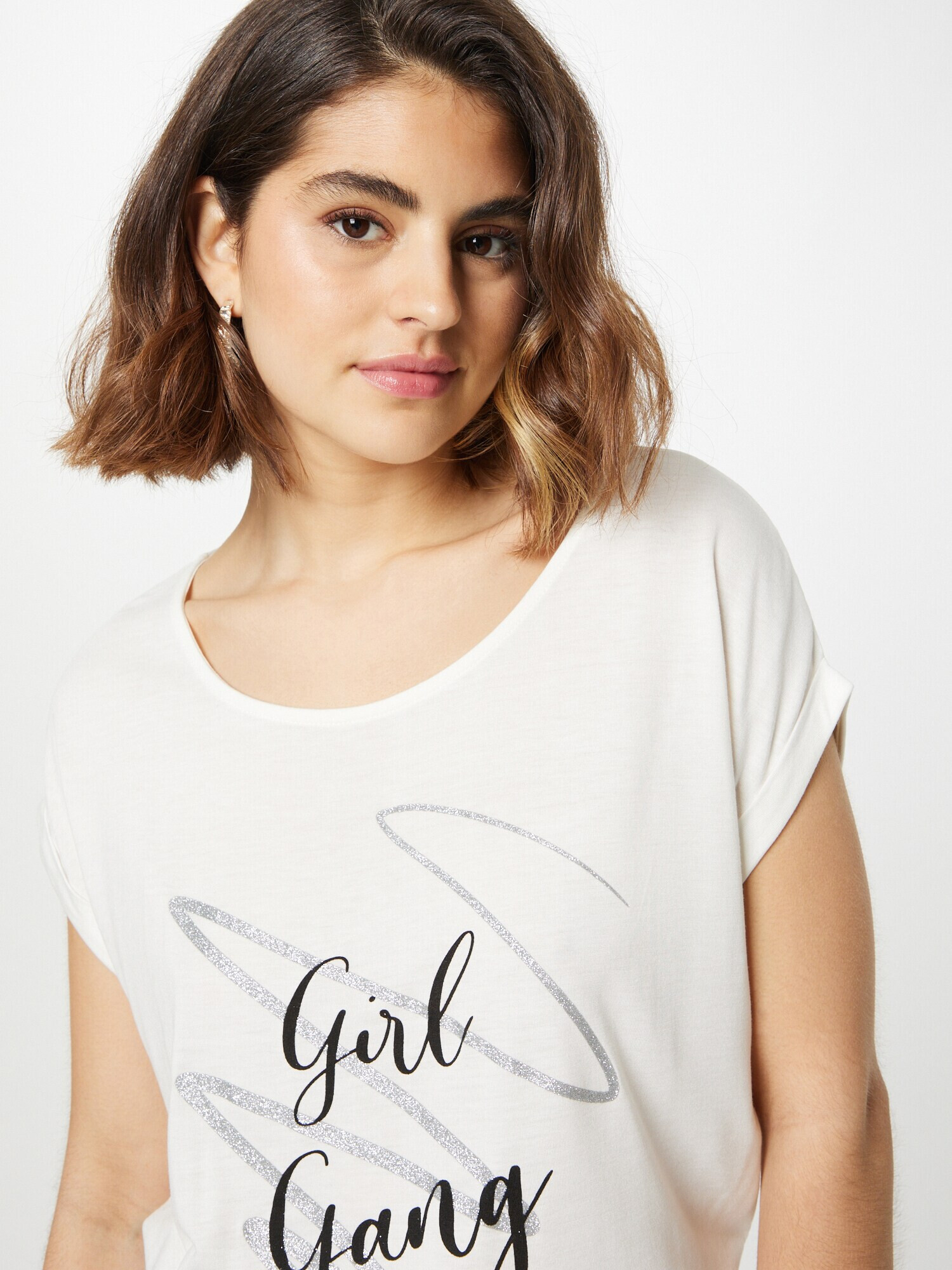 ABOUT YOU Tricou 'Silene' negru / argintiu / alb - Pled.ro