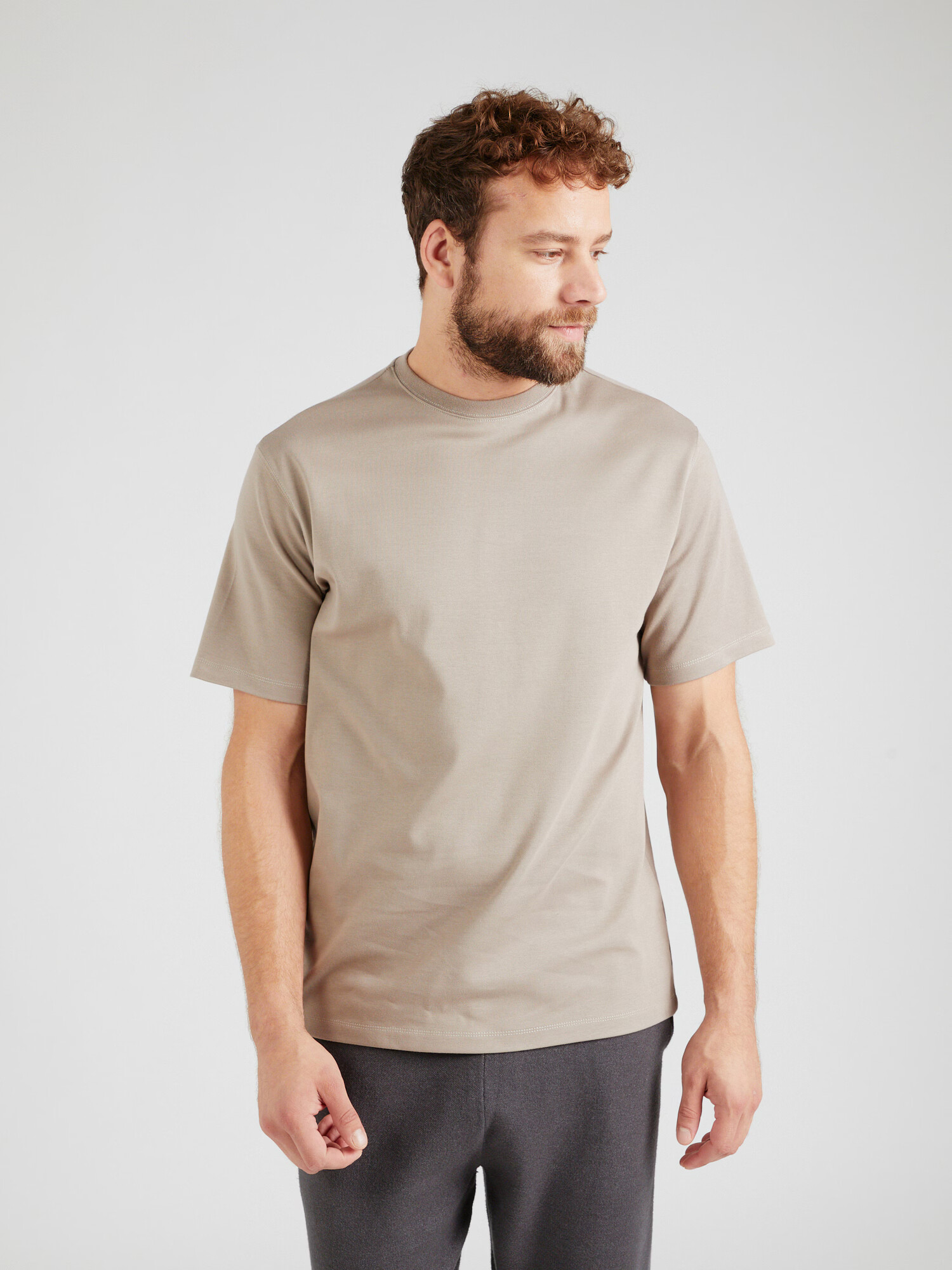 ABOUT YOU x Kevin Trapp Tricou 'Alessio' gri taupe / negru - Pled.ro