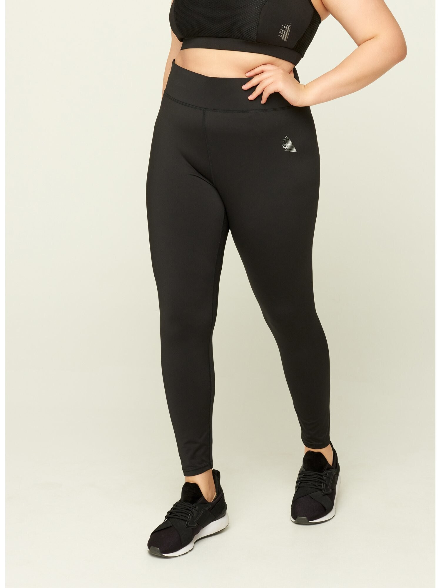 Active by Zizzi Pantaloni sport 'Abasic' negru / alb - Pled.ro