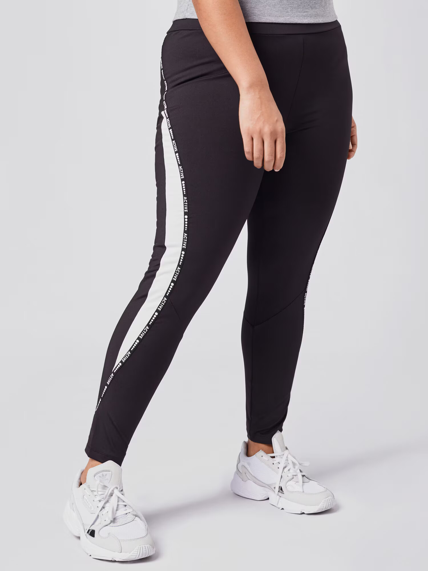 Active by Zizzi Pantaloni sport 'Selena' negru / alb - Pled.ro