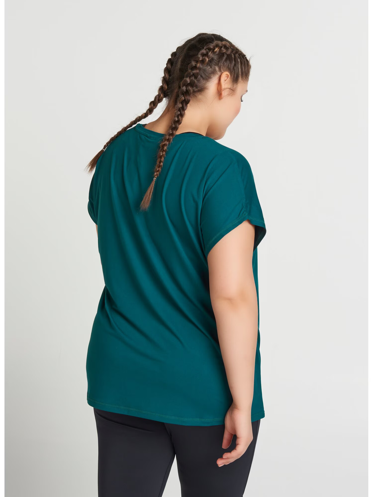 Active by Zizzi Tricou funcțional 'ABASIC' gri / verde închis - Pled.ro