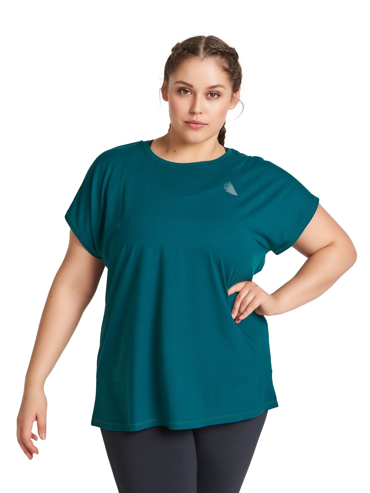 Active by Zizzi Tricou funcțional 'ABASIC' gri / verde închis - Pled.ro