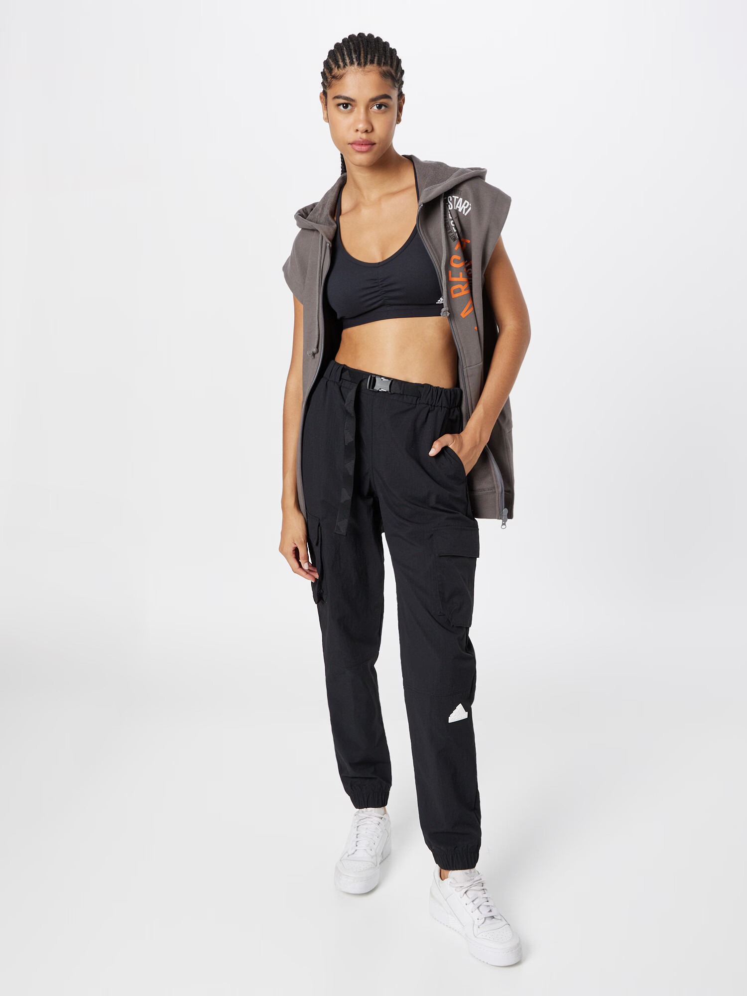 ADIDAS BY STELLA MCCARTNEY Bluză cu fermoar sport 'Sleeveless' gri / mai multe culori - Pled.ro