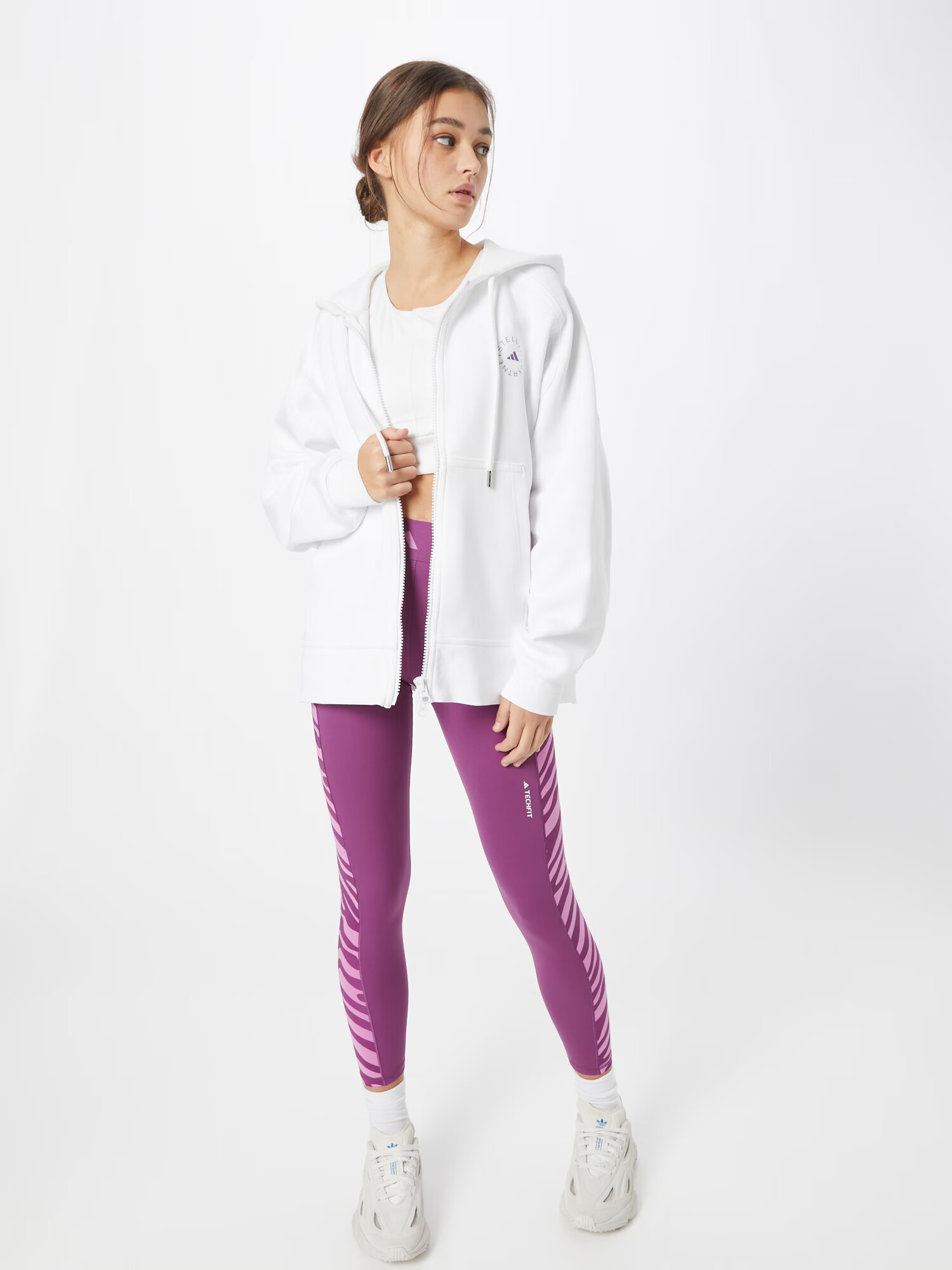 ADIDAS BY STELLA MCCARTNEY Bluză cu fermoar sport mov închis / alb - Pled.ro