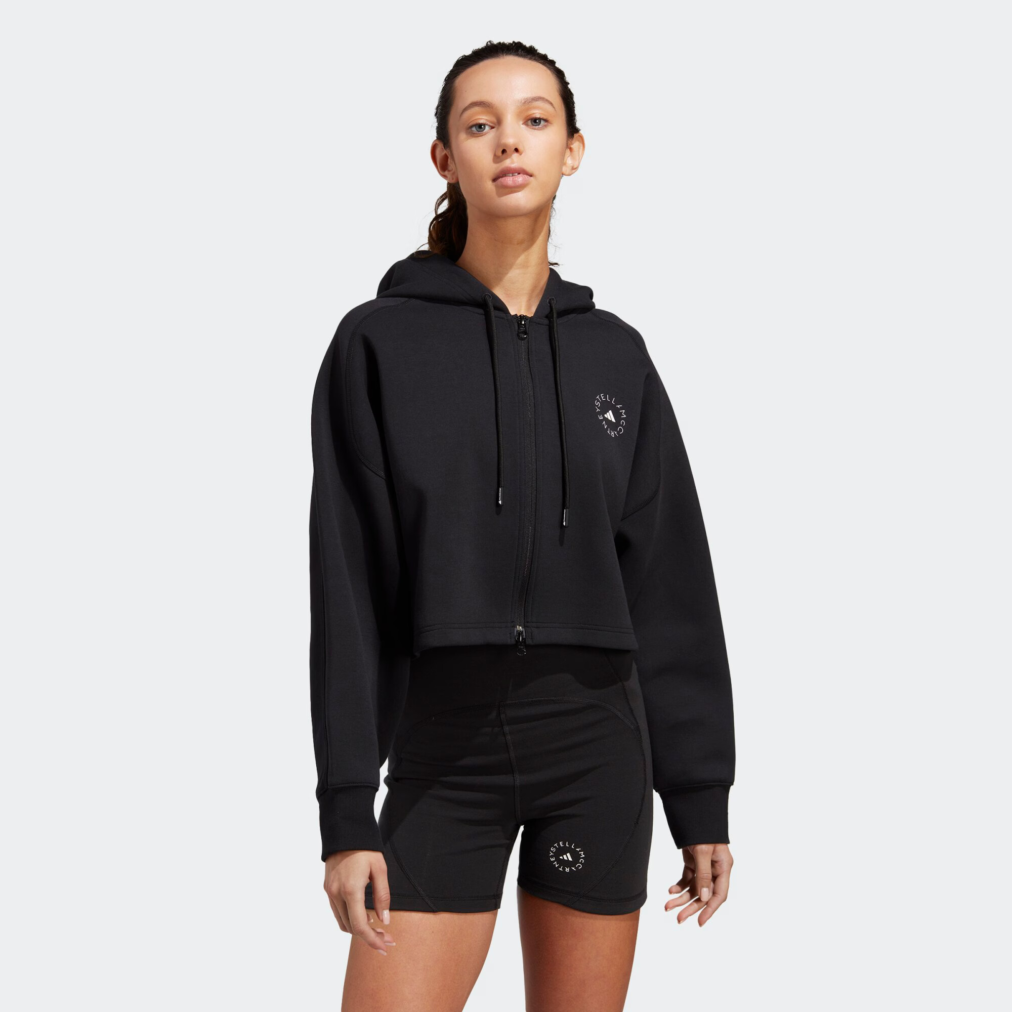 ADIDAS BY STELLA MCCARTNEY Bluză cu fermoar sport negru / alb - Pled.ro