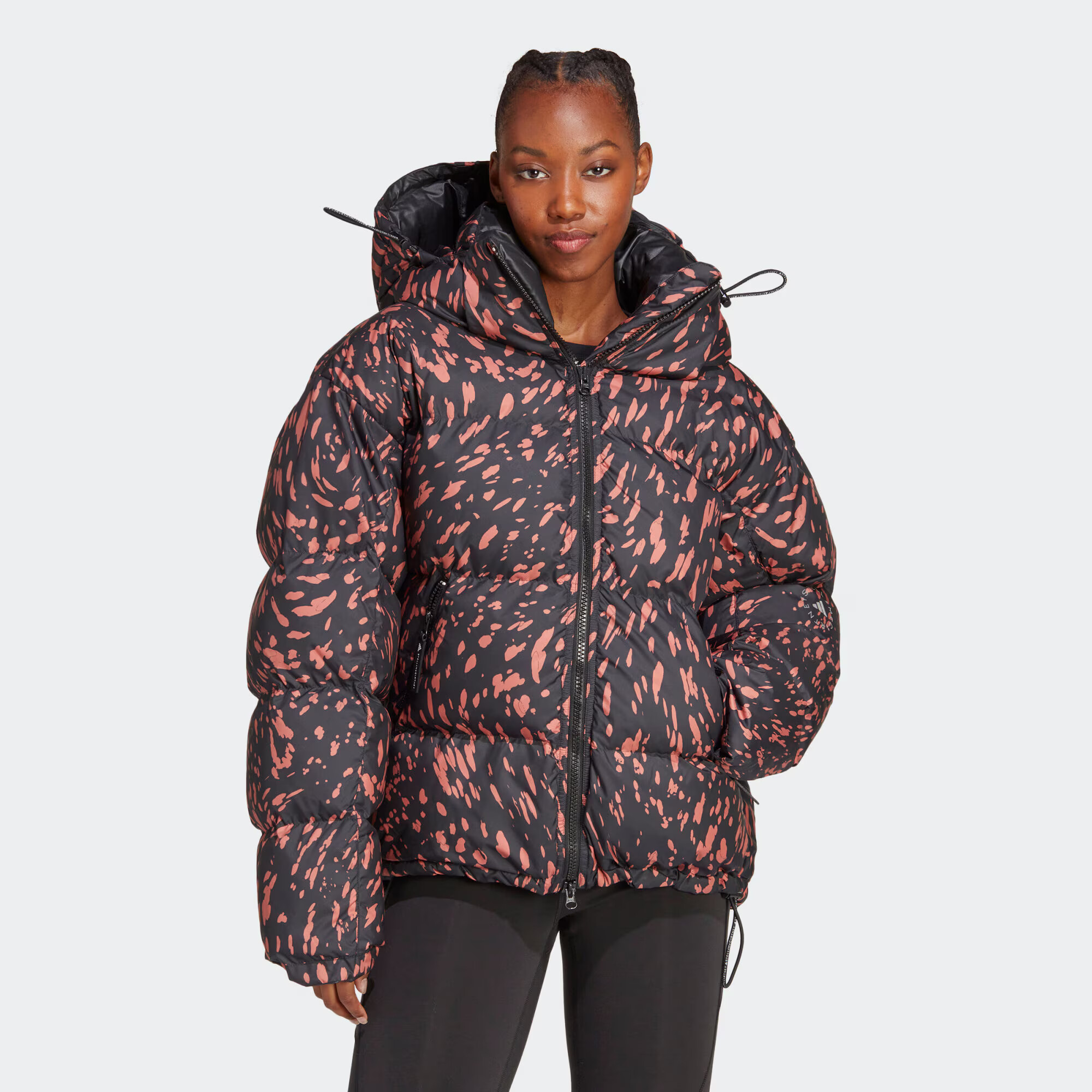 ADIDAS BY STELLA MCCARTNEY Geacă outdoor 'Mid- Printed Padded' portocaliu somon / negru - Pled.ro