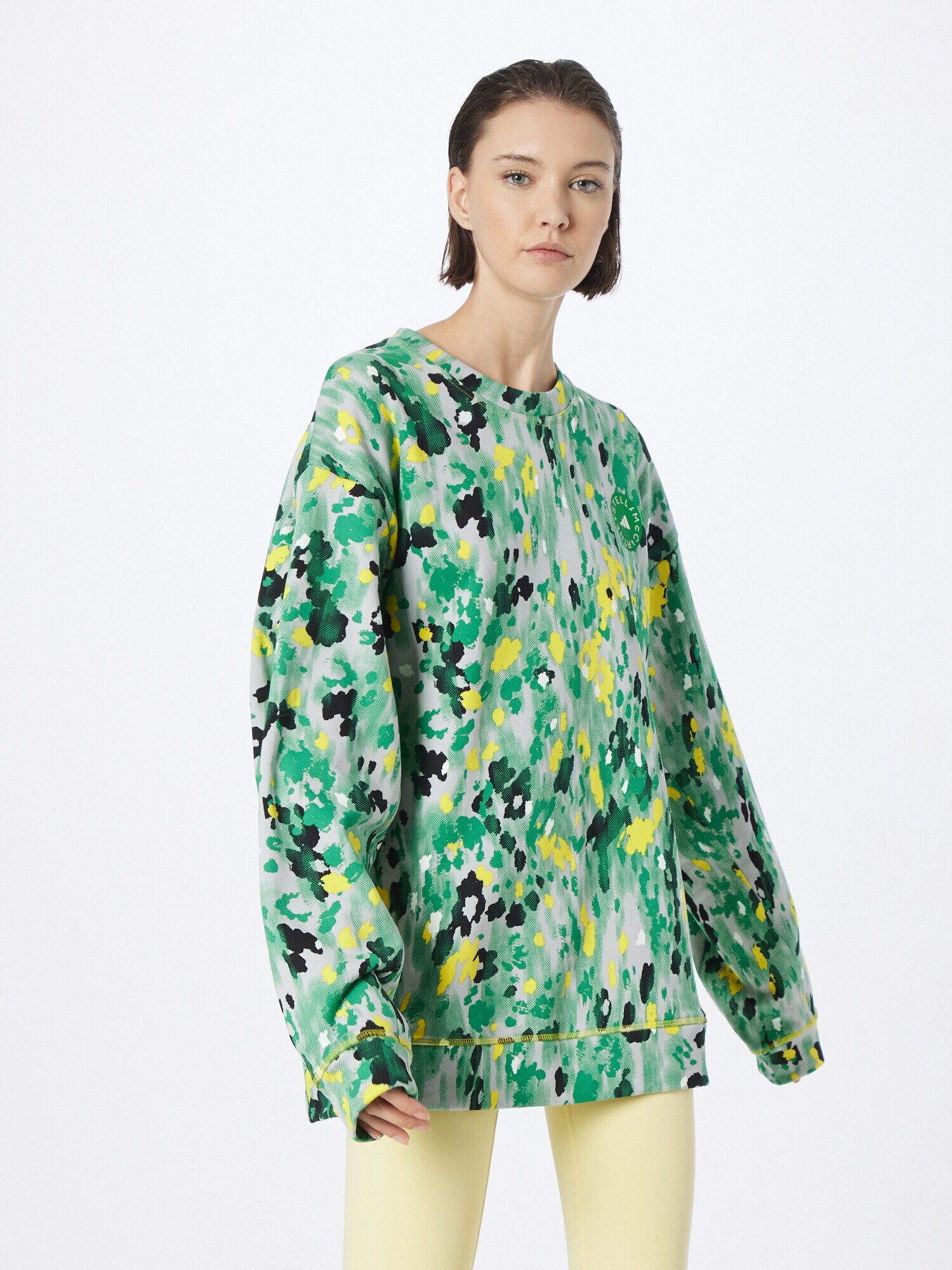 ADIDAS BY STELLA MCCARTNEY Hanorac sport 'Floral Print' galben / verde / negru / alb murdar - Pled.ro