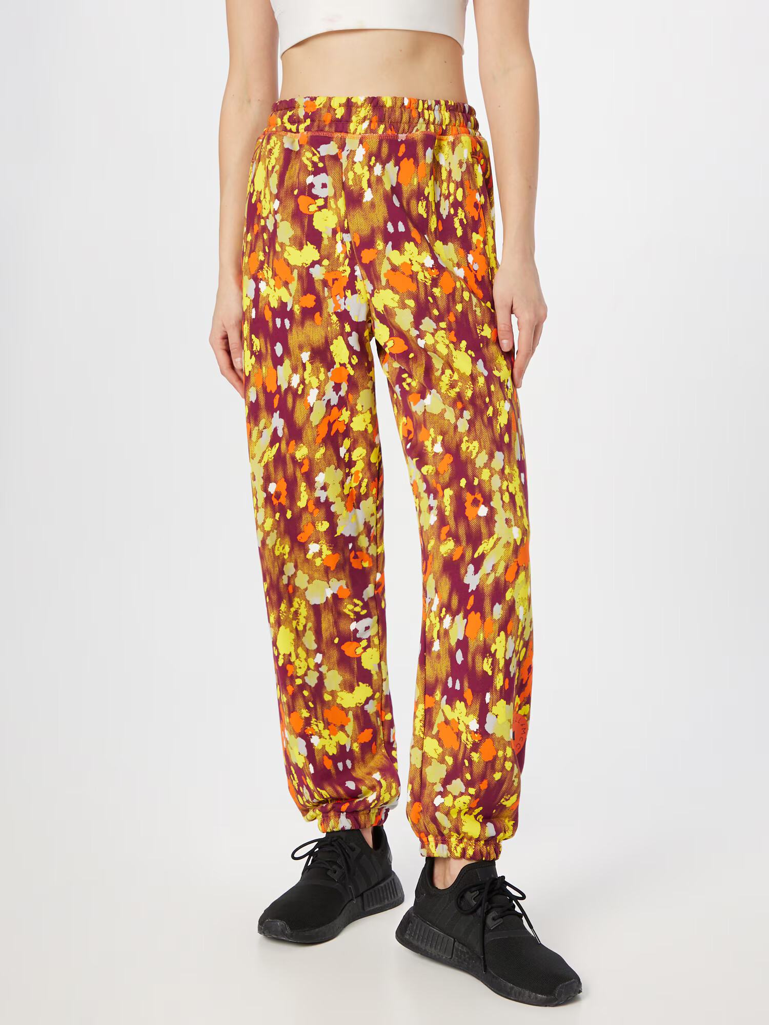 ADIDAS BY STELLA MCCARTNEY Pantaloni sport 'Floral Printed ' galben citron / portocaliu neon / roșu vin / alb - Pled.ro