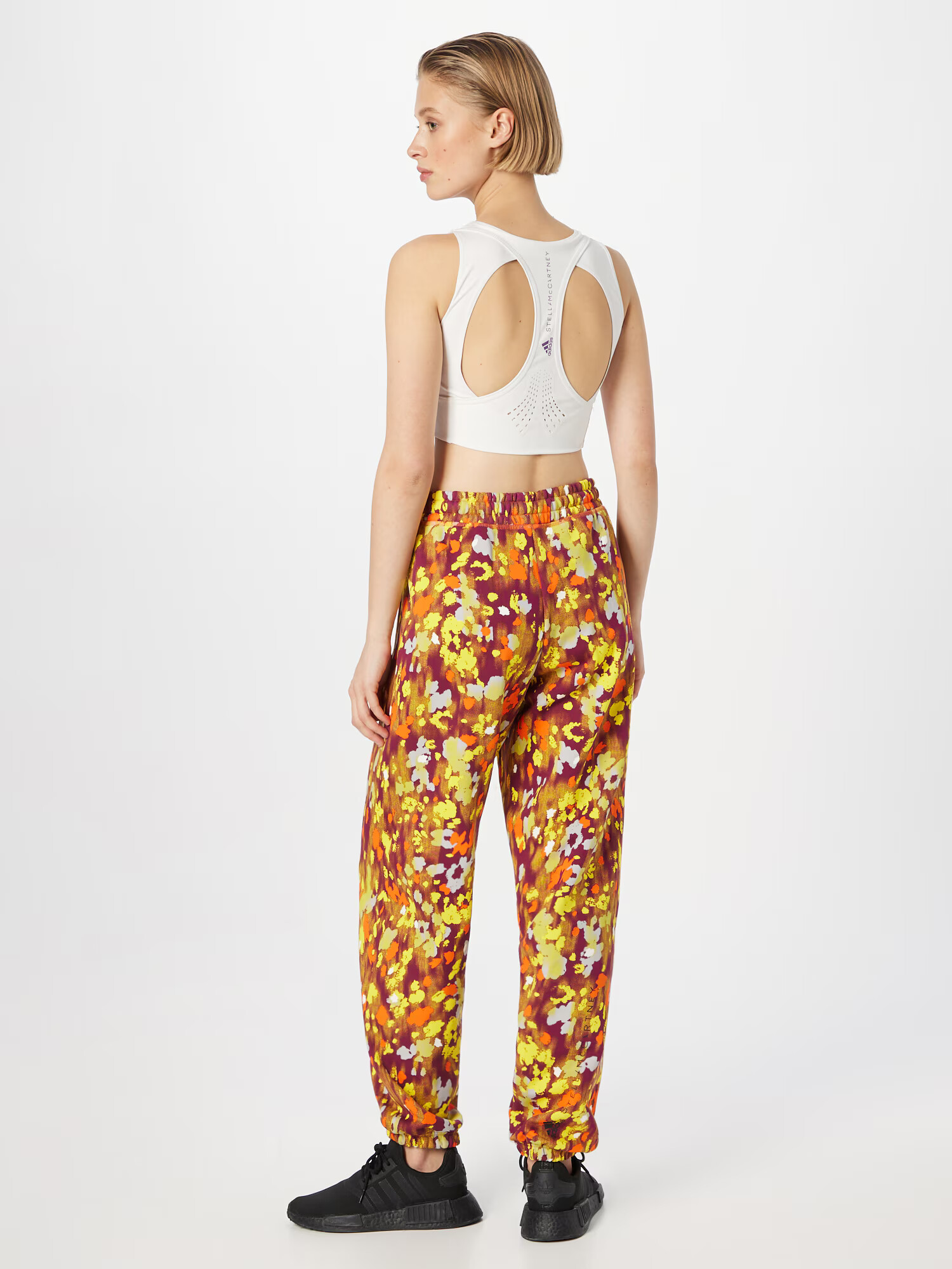 ADIDAS BY STELLA MCCARTNEY Pantaloni sport 'Floral Printed ' galben citron / portocaliu neon / roșu vin / alb - Pled.ro