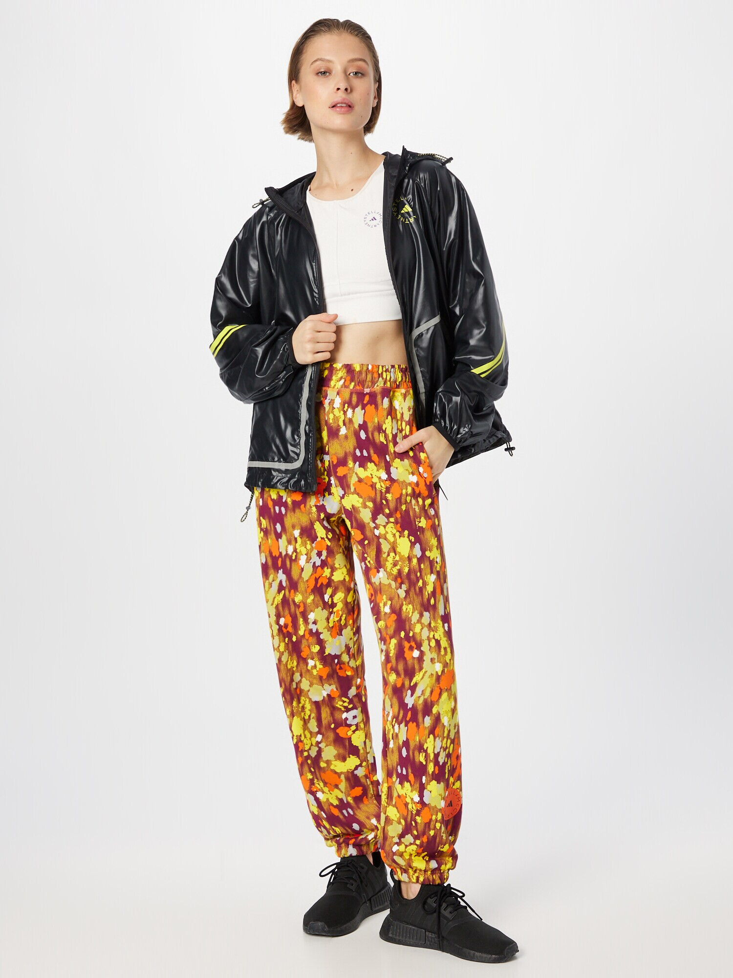 ADIDAS BY STELLA MCCARTNEY Pantaloni sport 'Floral Printed ' galben citron / portocaliu neon / roșu vin / alb - Pled.ro