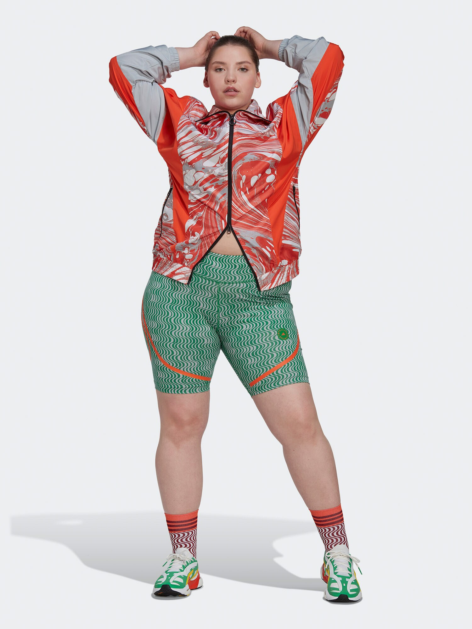 ADIDAS BY STELLA MCCARTNEY Pantaloni sport 'Truepurpose Printed Cycling ' gri deschis / verde / portocaliu închis - Pled.ro