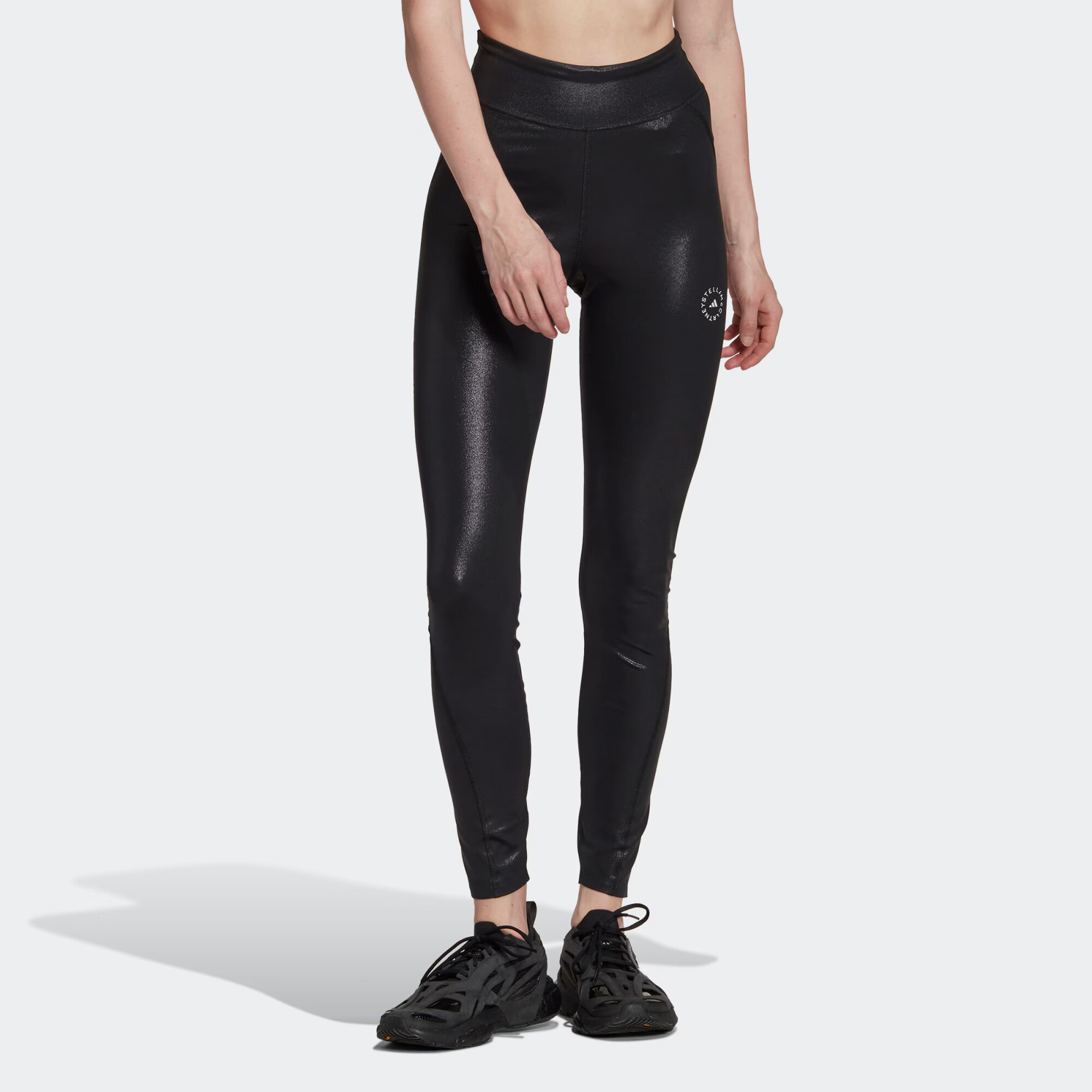 ADIDAS BY STELLA MCCARTNEY Pantaloni sport 'Shiny ' negru / alb - Pled.ro