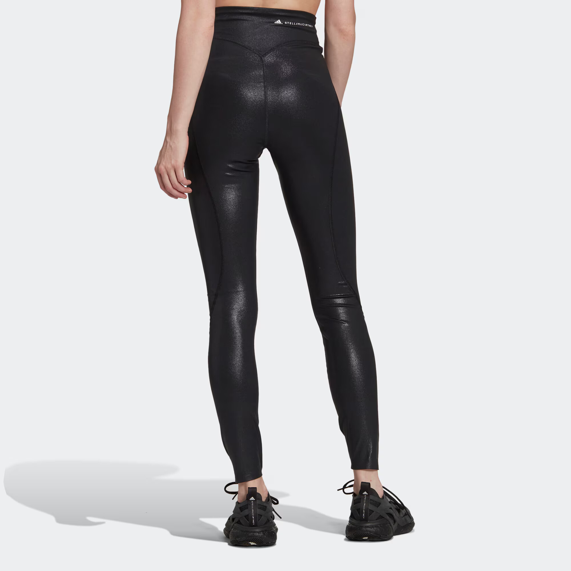 ADIDAS BY STELLA MCCARTNEY Pantaloni sport 'Shiny ' negru / alb - Pled.ro