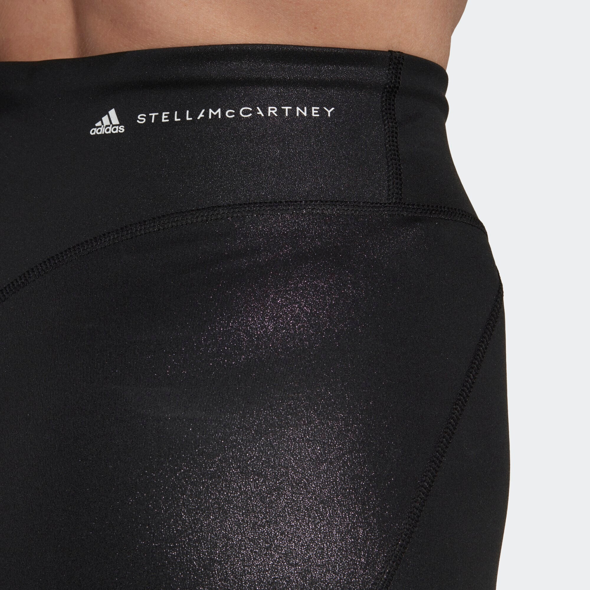 ADIDAS BY STELLA MCCARTNEY Pantaloni sport 'Shiny ' negru / alb - Pled.ro