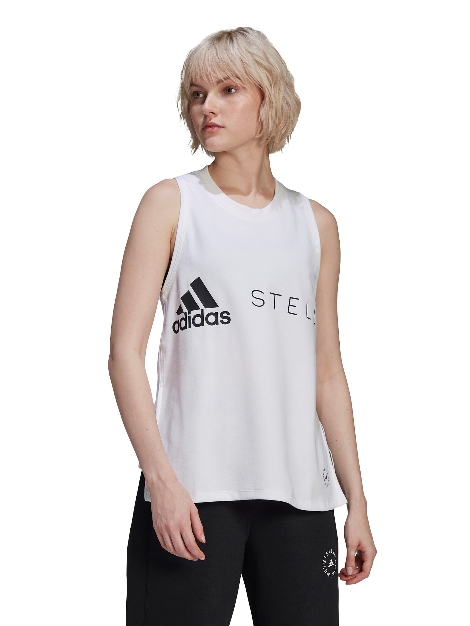 ADIDAS BY STELLA MCCARTNEY Sport top 'Logo' negru / alb - Pled.ro