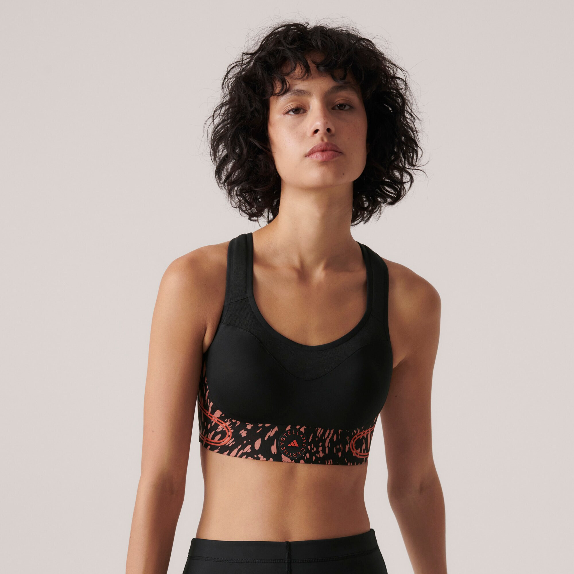 ADIDAS BY STELLA MCCARTNEY Sutien sport 'Truepace High Support' portocaliu somon / portocaliu neon / negru - Pled.ro