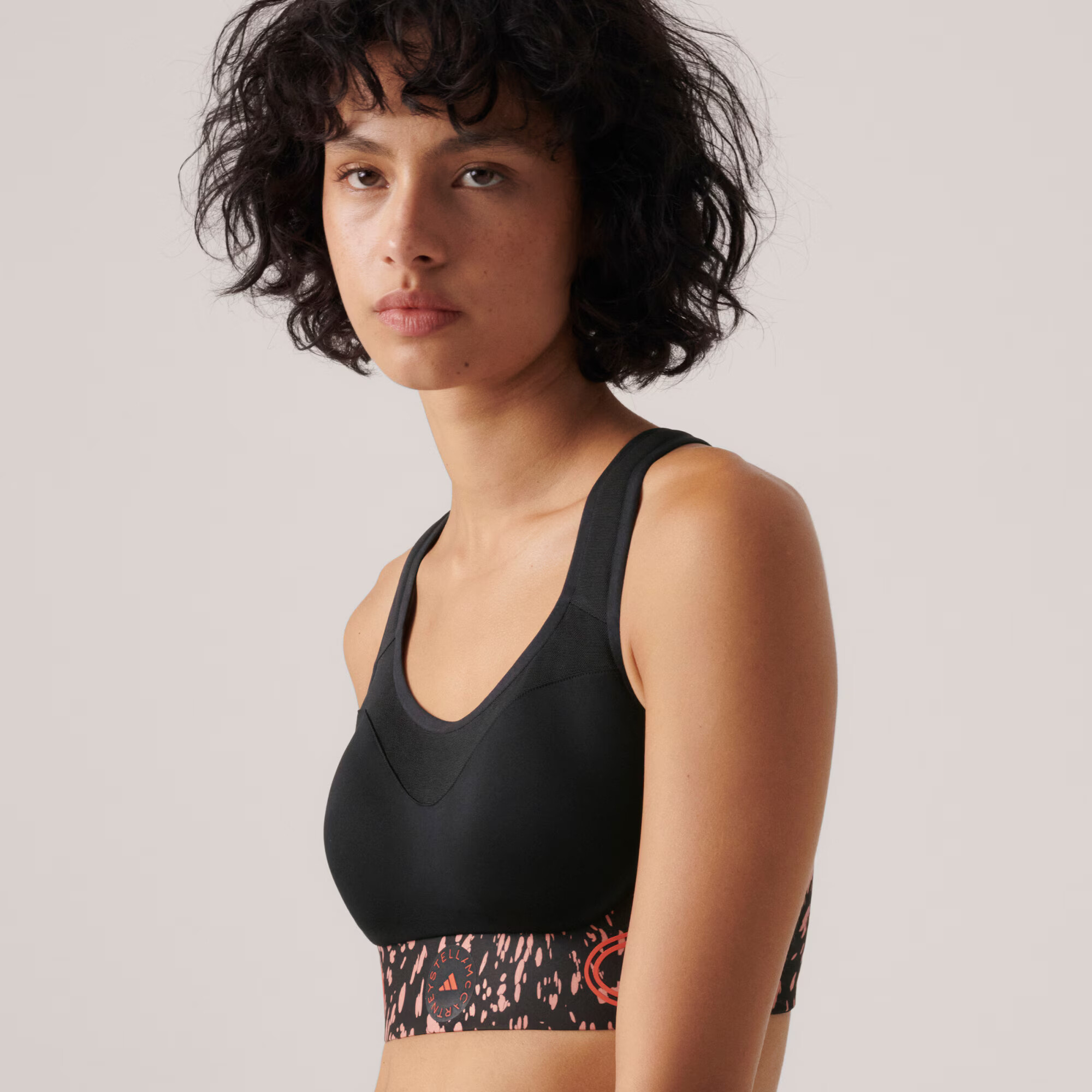 ADIDAS BY STELLA MCCARTNEY Sutien sport 'Truepace High Support' portocaliu somon / portocaliu neon / negru - Pled.ro