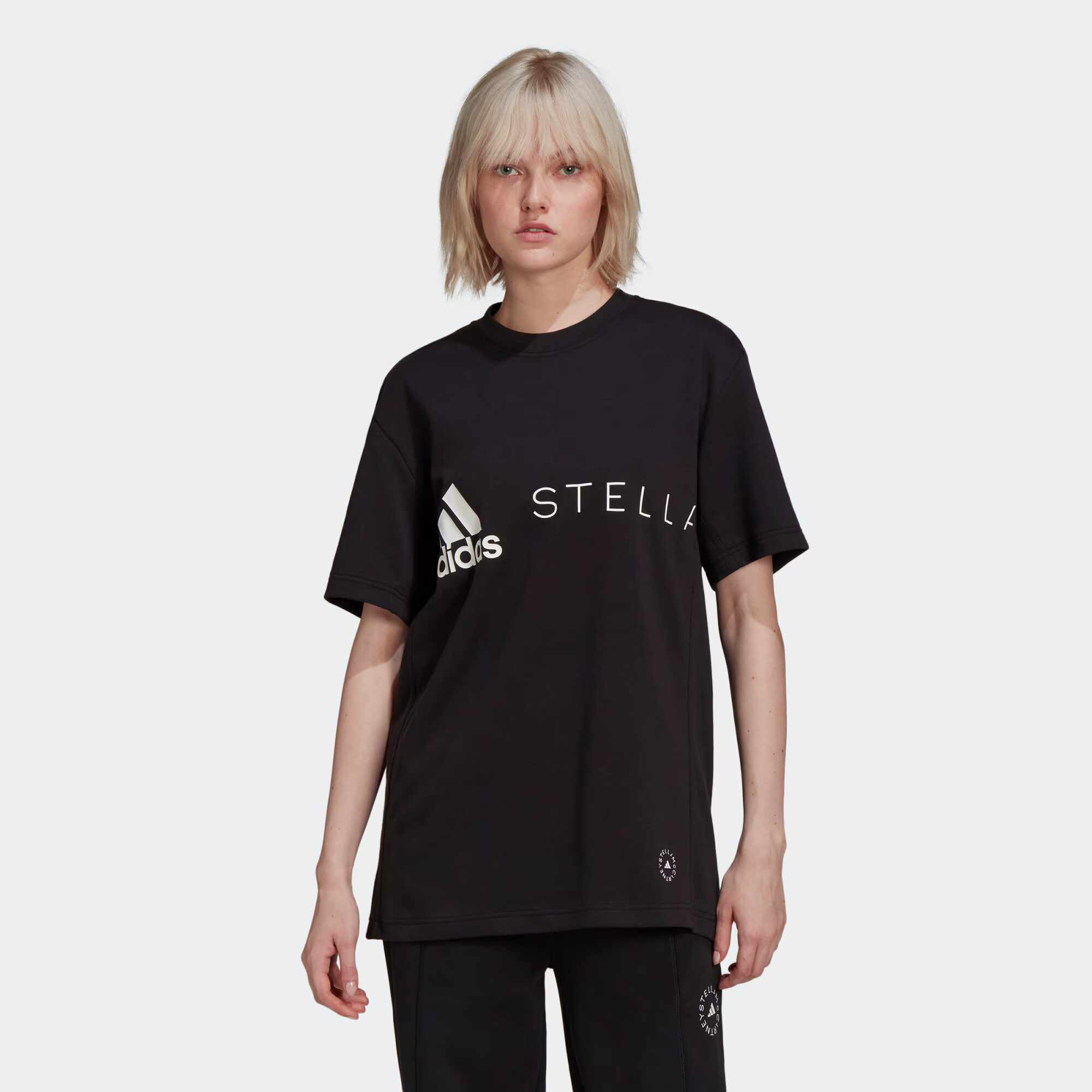 ADIDAS BY STELLA MCCARTNEY Tricou funcțional 'Logo' negru / alb - Pled.ro