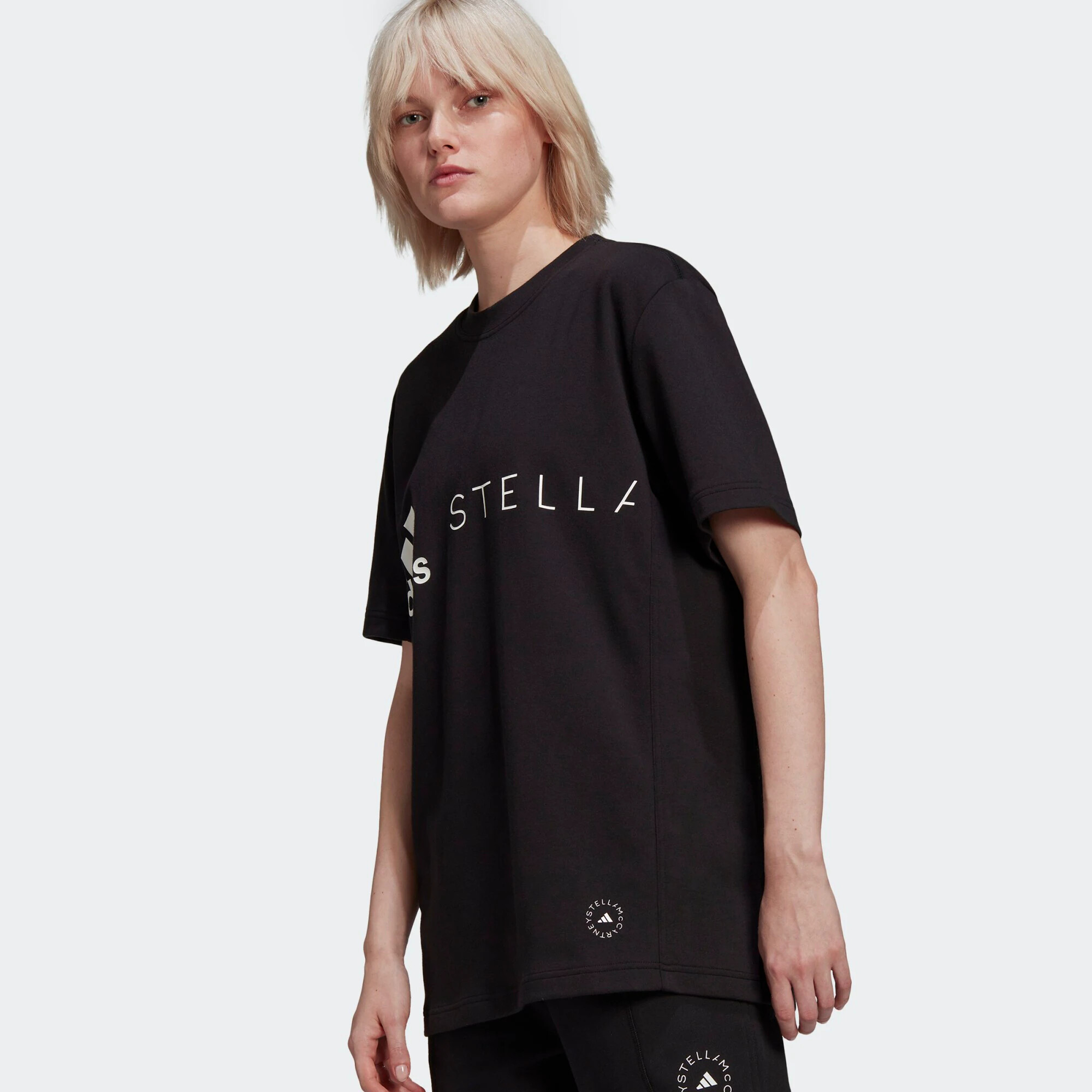 ADIDAS BY STELLA MCCARTNEY Tricou funcțional 'Logo' negru / alb - Pled.ro