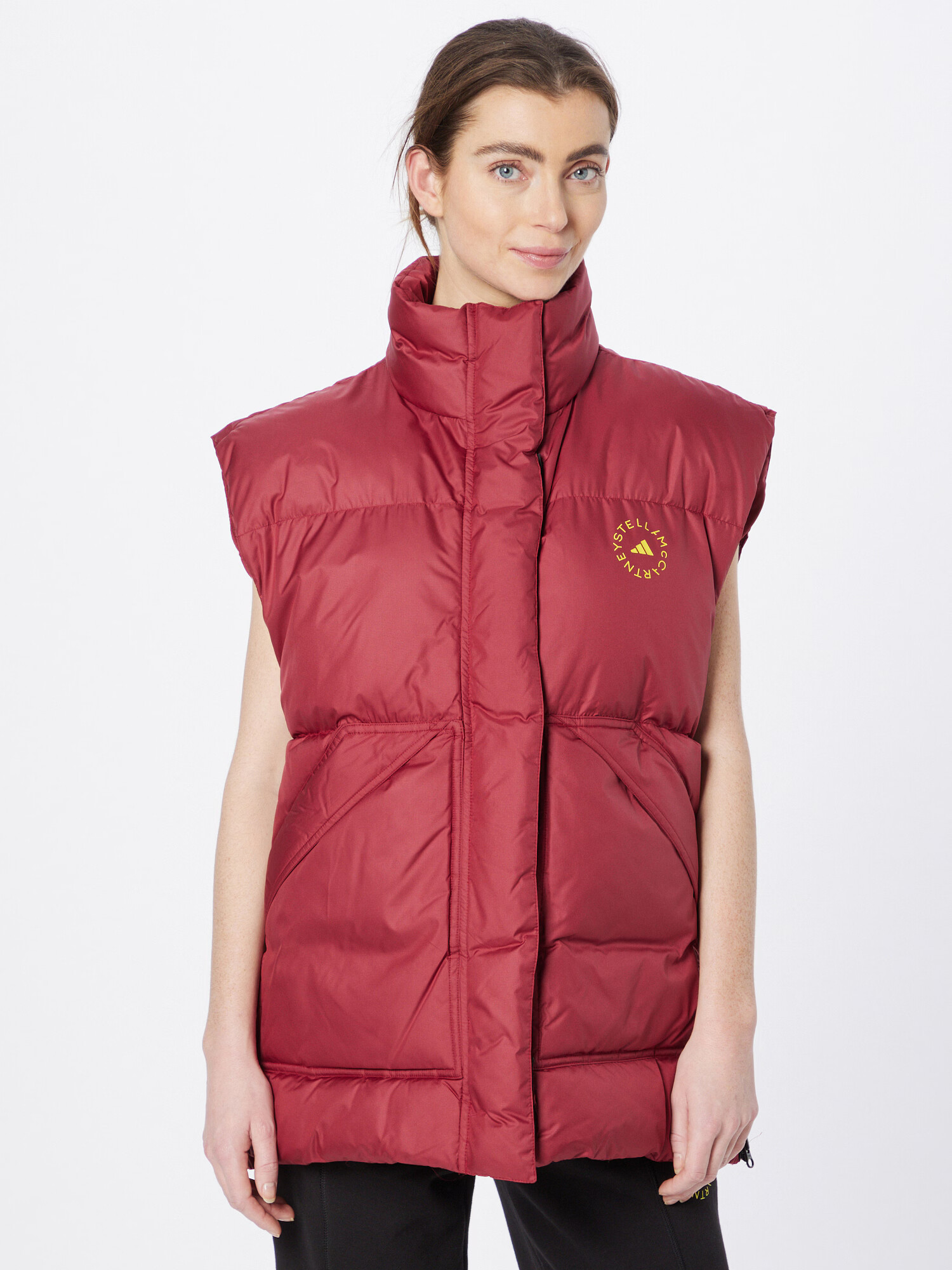 ADIDAS BY STELLA MCCARTNEY Vestă sport 'Padded Winter Gilet' galben curry / roșu burgundy - Pled.ro