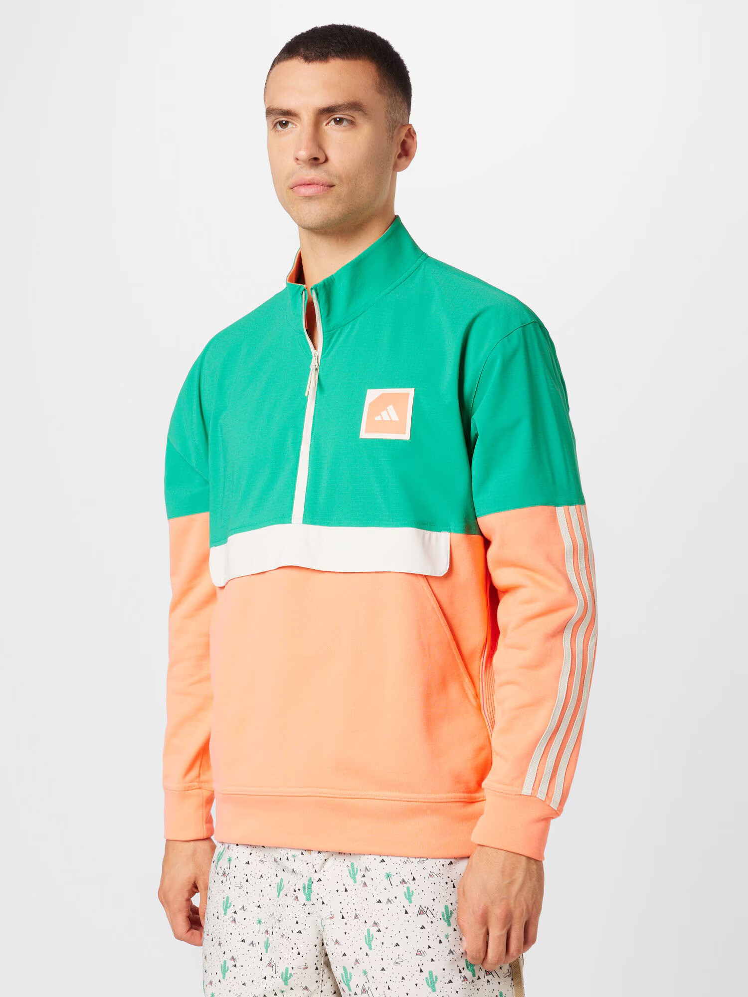 ADIDAS GOLF Bluză cu fermoar sport verde / corai / alb - Pled.ro